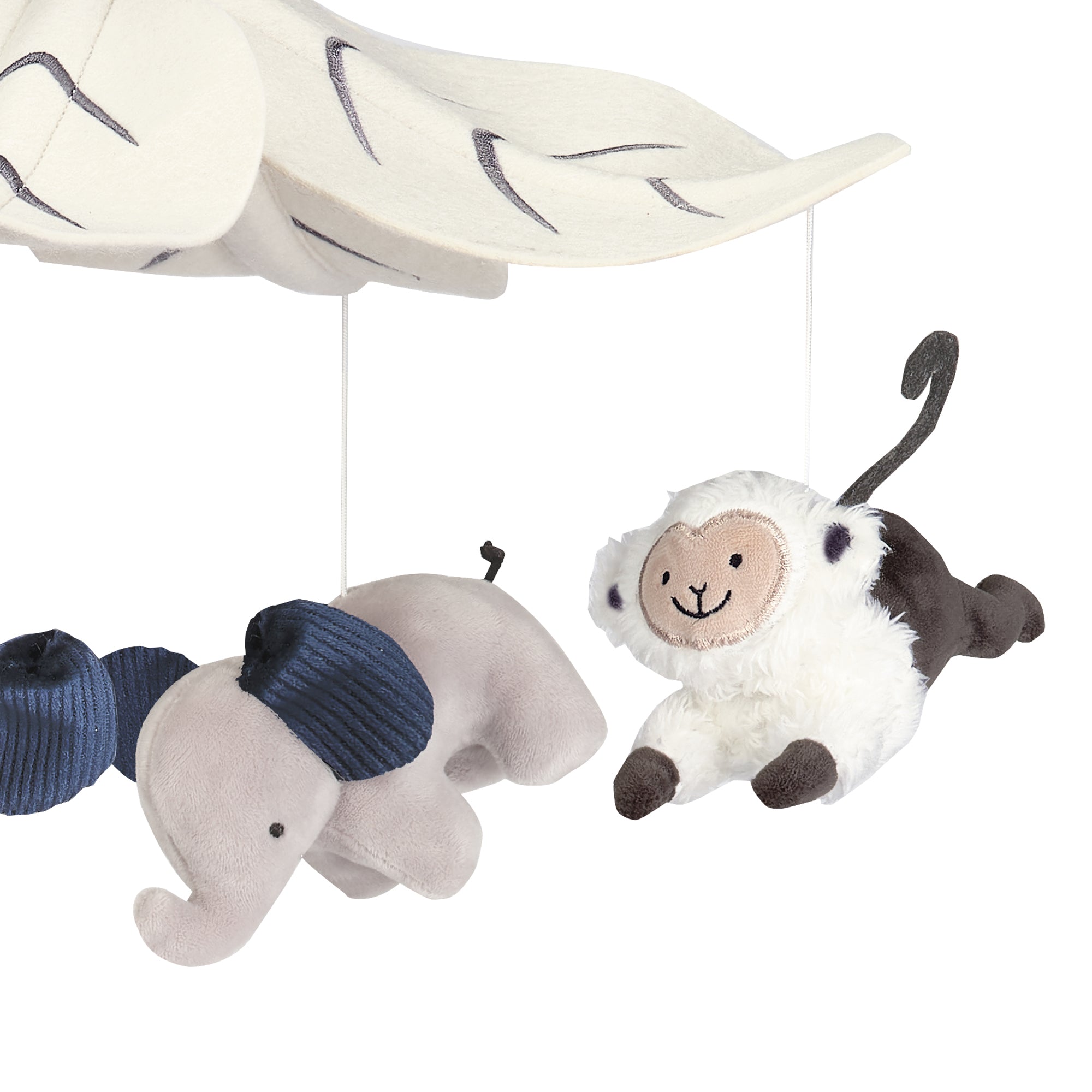Jungle Party Gray Animals Musical Baby Crib Mobile Soother Toy