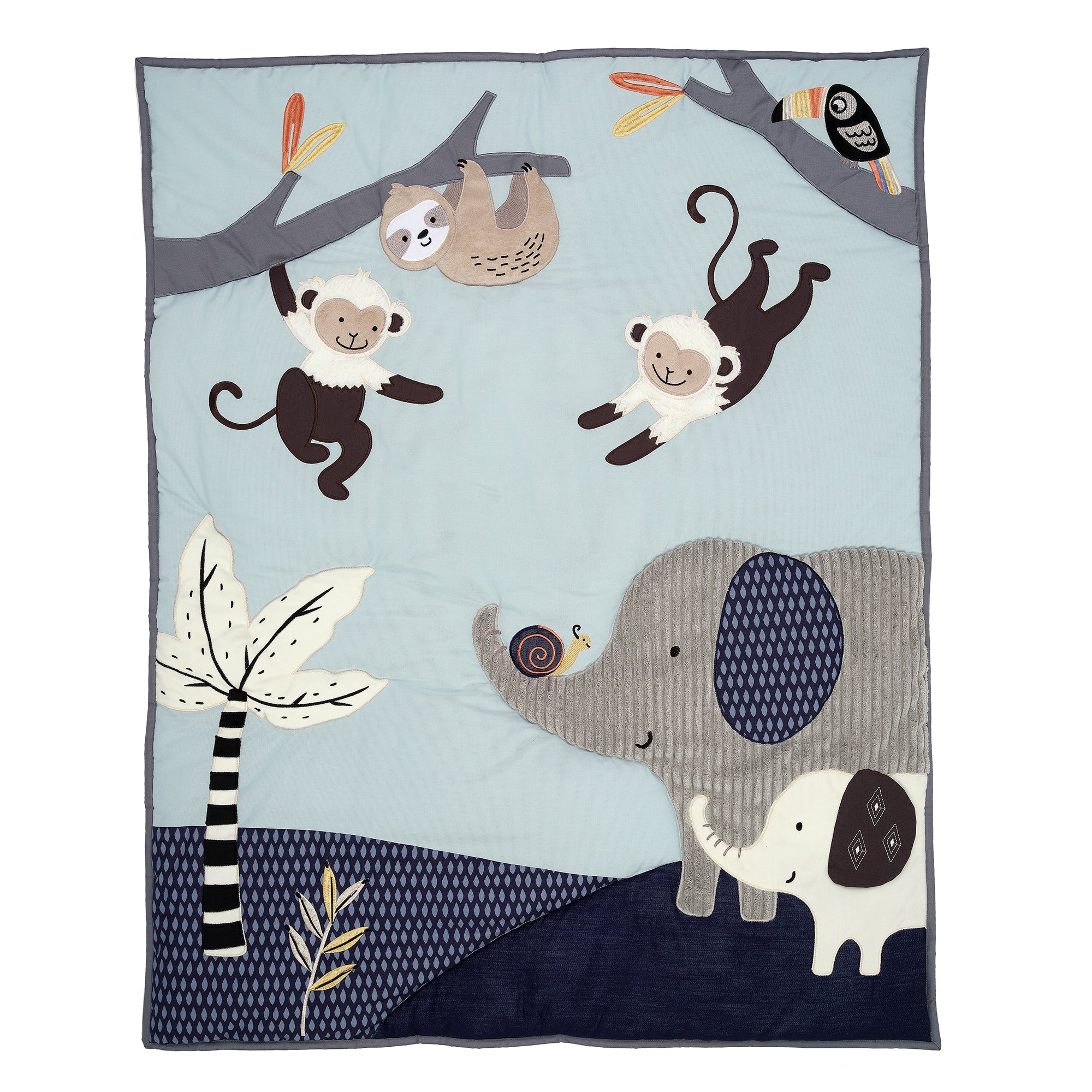 summer infant monkey jungle 4 piece crib bedding set Jungle Party 3-Piece Elephant/Monkey Baby Crib Bedding Set – Lambs & Ivy