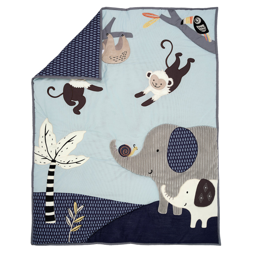 Cotton Quilt Fabric Jungle 1 2 3 Baby Quilt Panel Monkey Elephant
