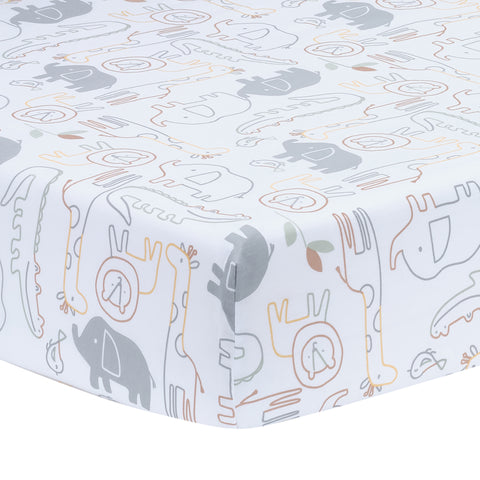 Jungle Story Cotton Fitted Crib Sheet by Lambs & Ivy