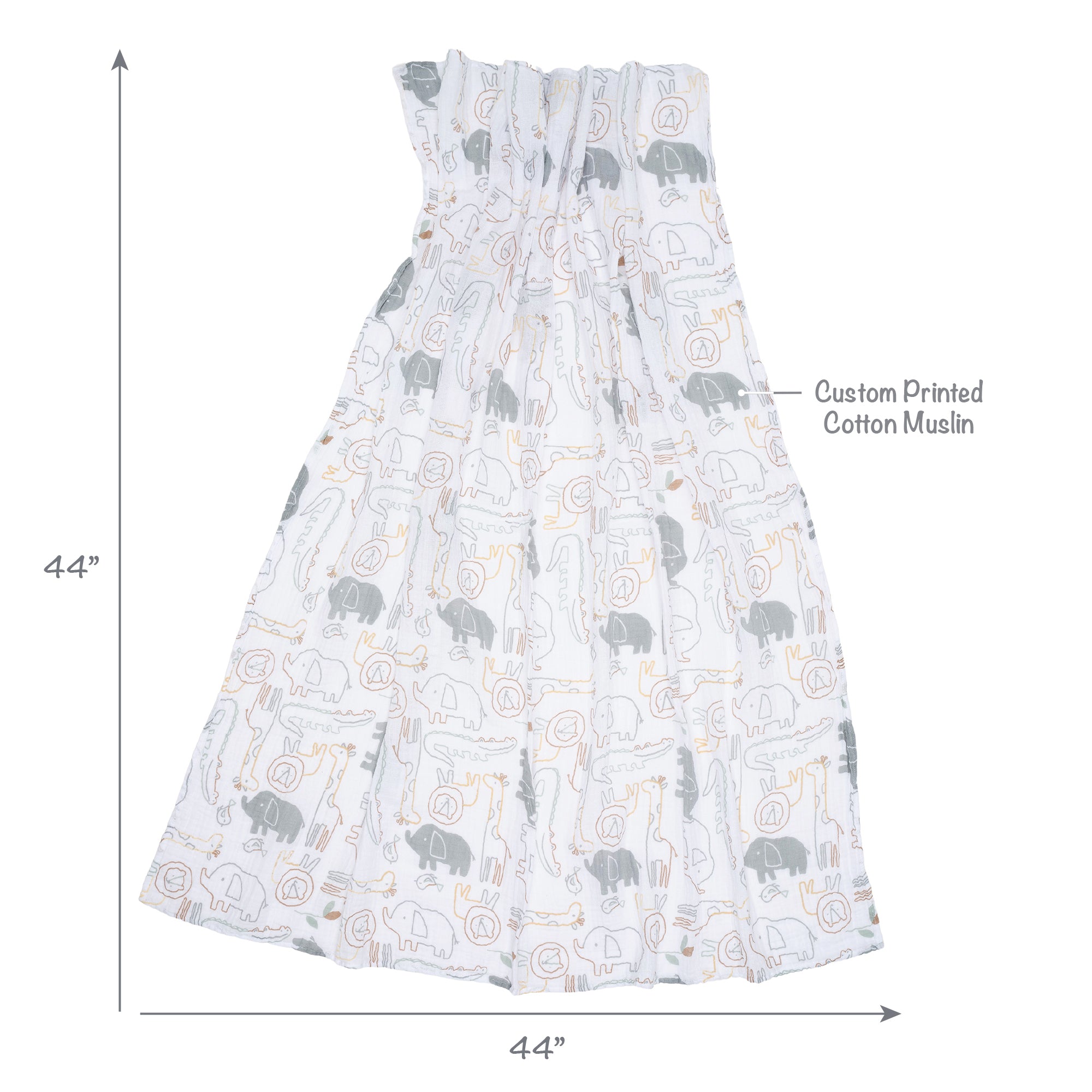 Jungle Story Cotton Muslin Swaddle Blankets by Lambs & Ivy