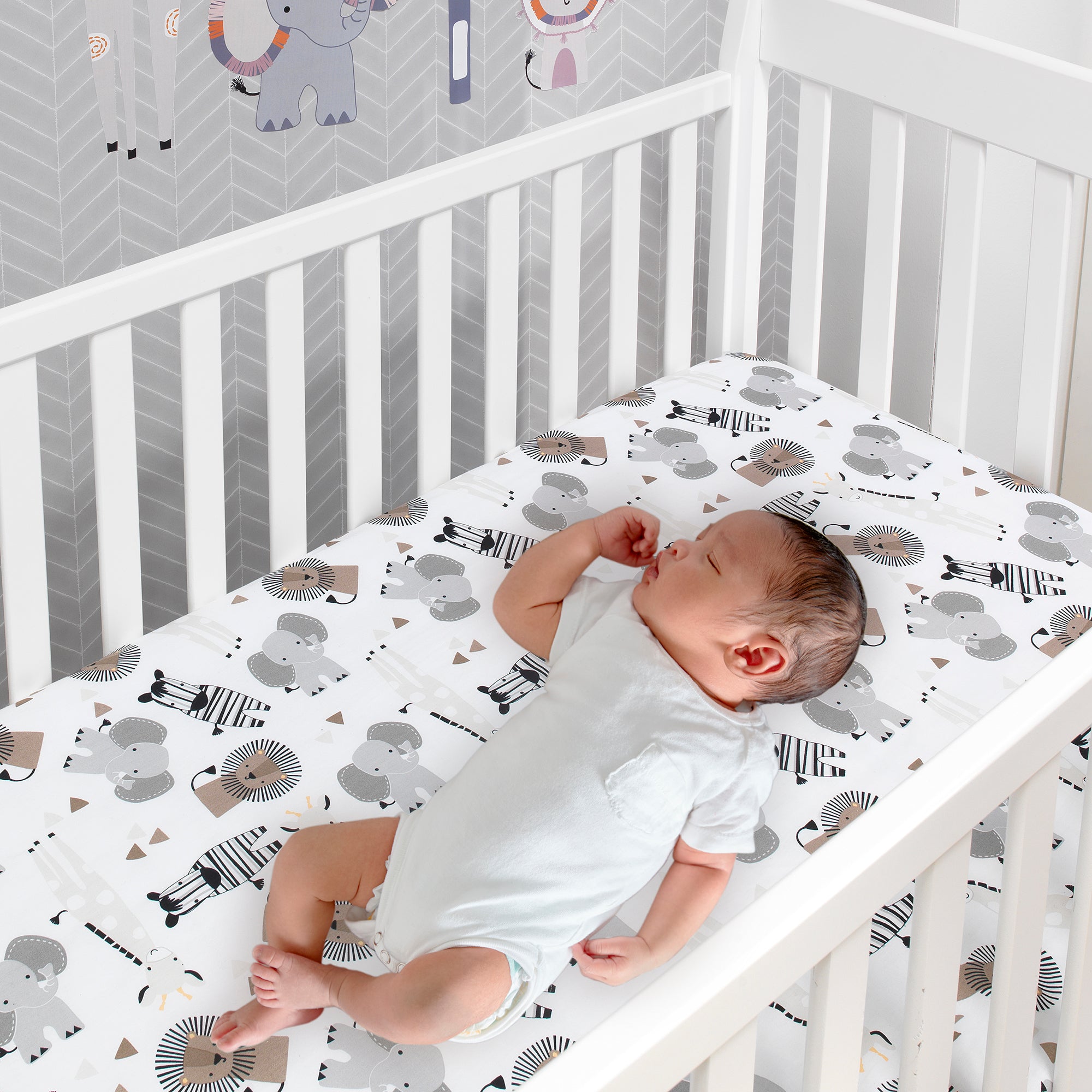 Jungle Safari Cotton Fitted Crib Sheet by Lambs & Ivy