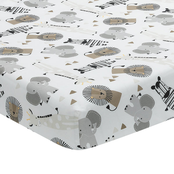 Jungle Safari Cotton Fitted Crib Sheet by Lambs & Ivy