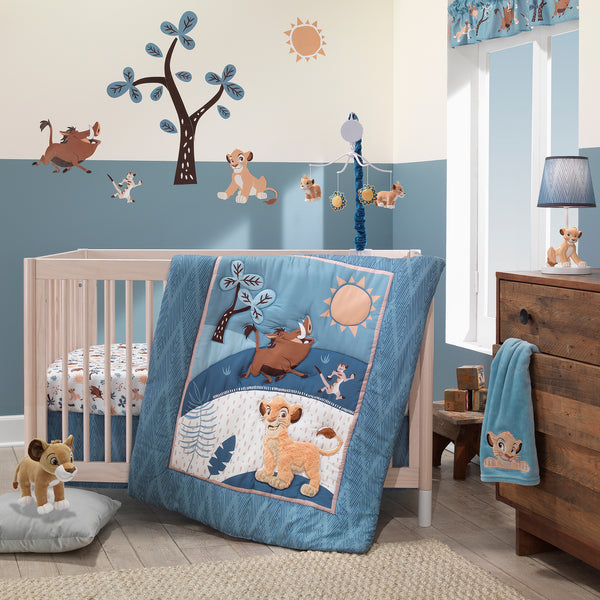 Disney Baby Lion King Adventure Blue 3 Piece Crib Bedding Set Lambs Ivy