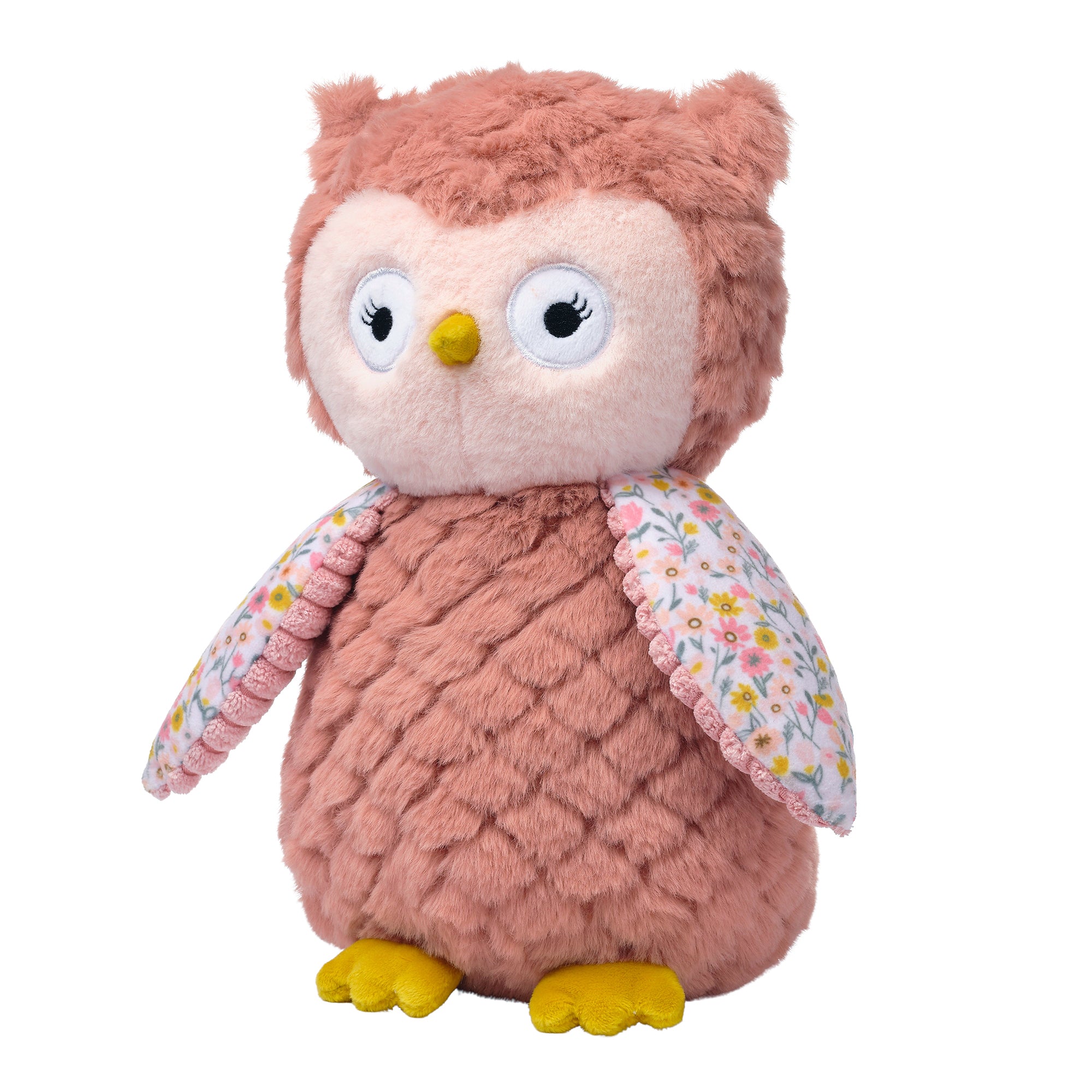 Little Garden Textured Floral Plush Owl Stuffed Animal Toy