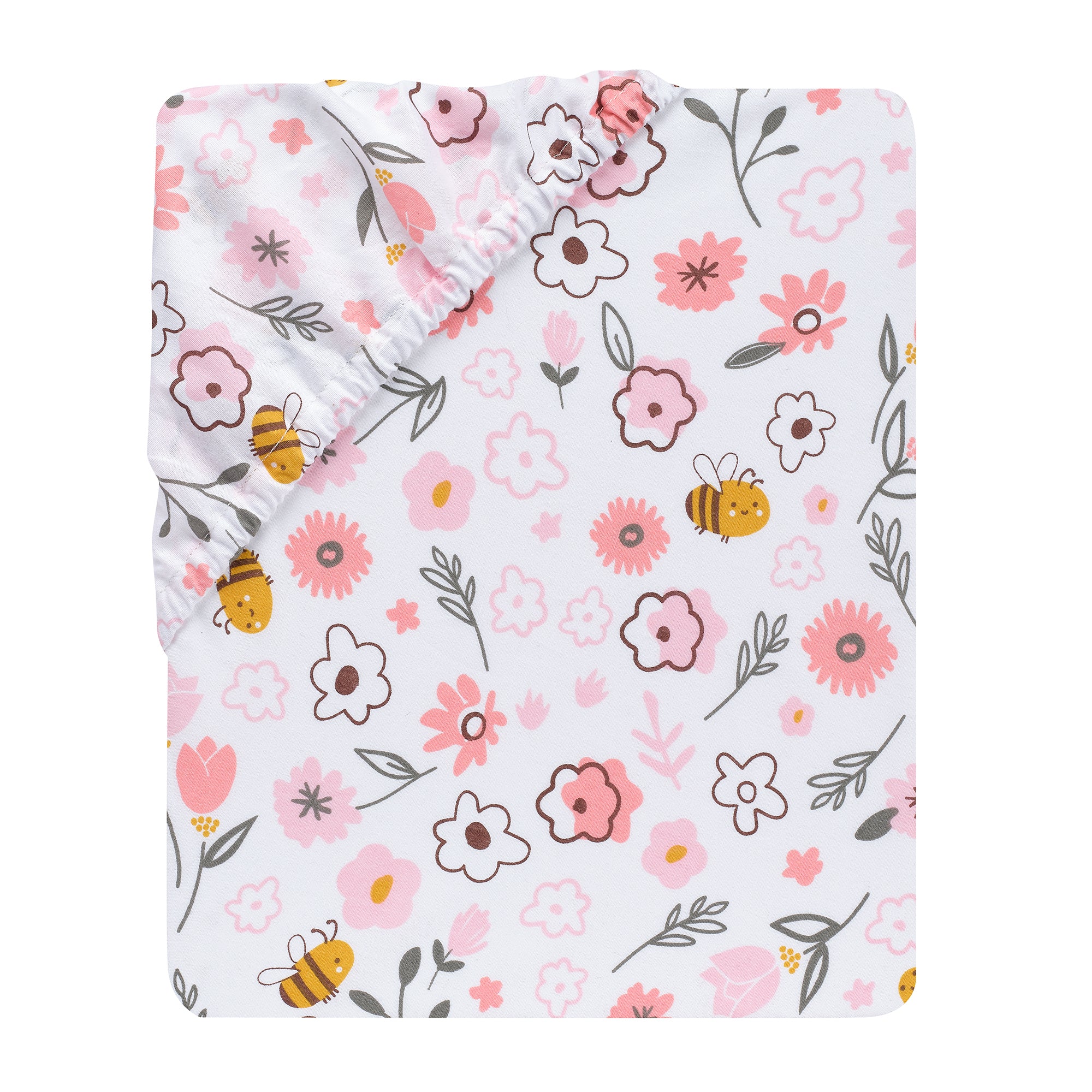 Little Garden 100% Cotton Pink Floral Fitted Crib/Toddler Sheet