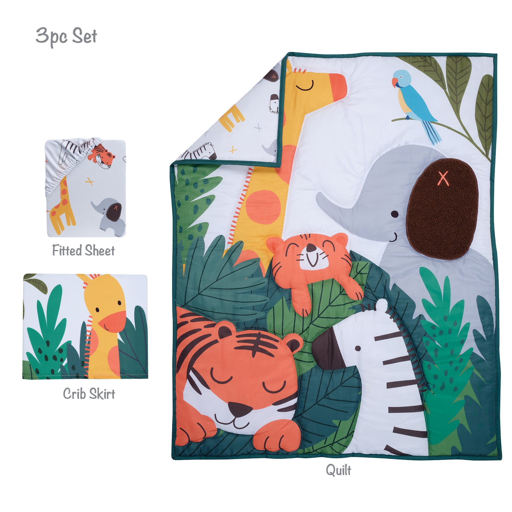 Lollipop Jungle 3-Piece Baby Nursery Crib Bedding Set – Lambs & Ivy