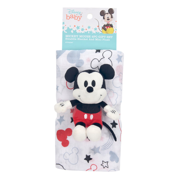 Mickey Mouse Swaddle Blanket & Plush Gift Set by Lambs & Ivy