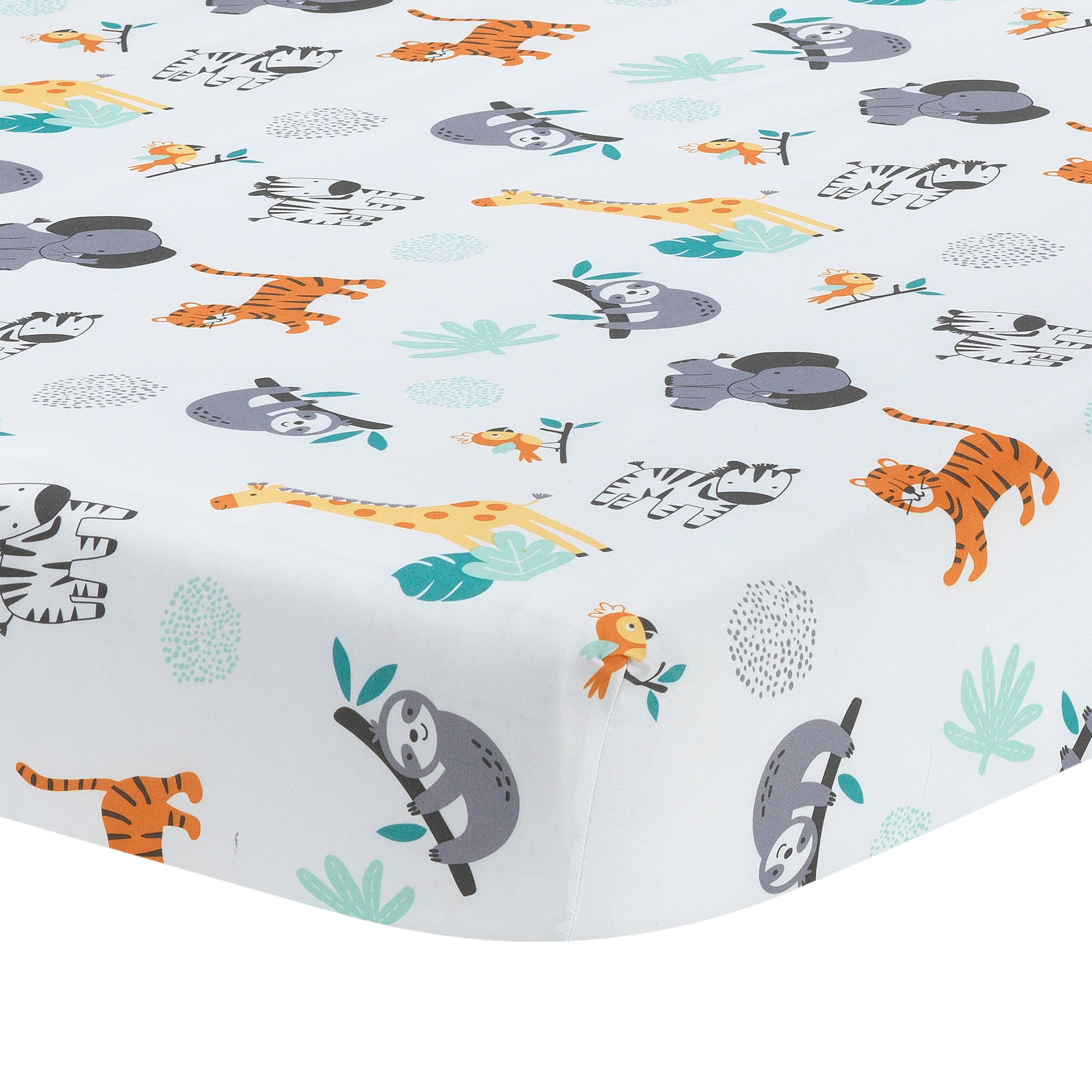 Mighty Jungle Fitted Crib Sheet by Bedtime Originals