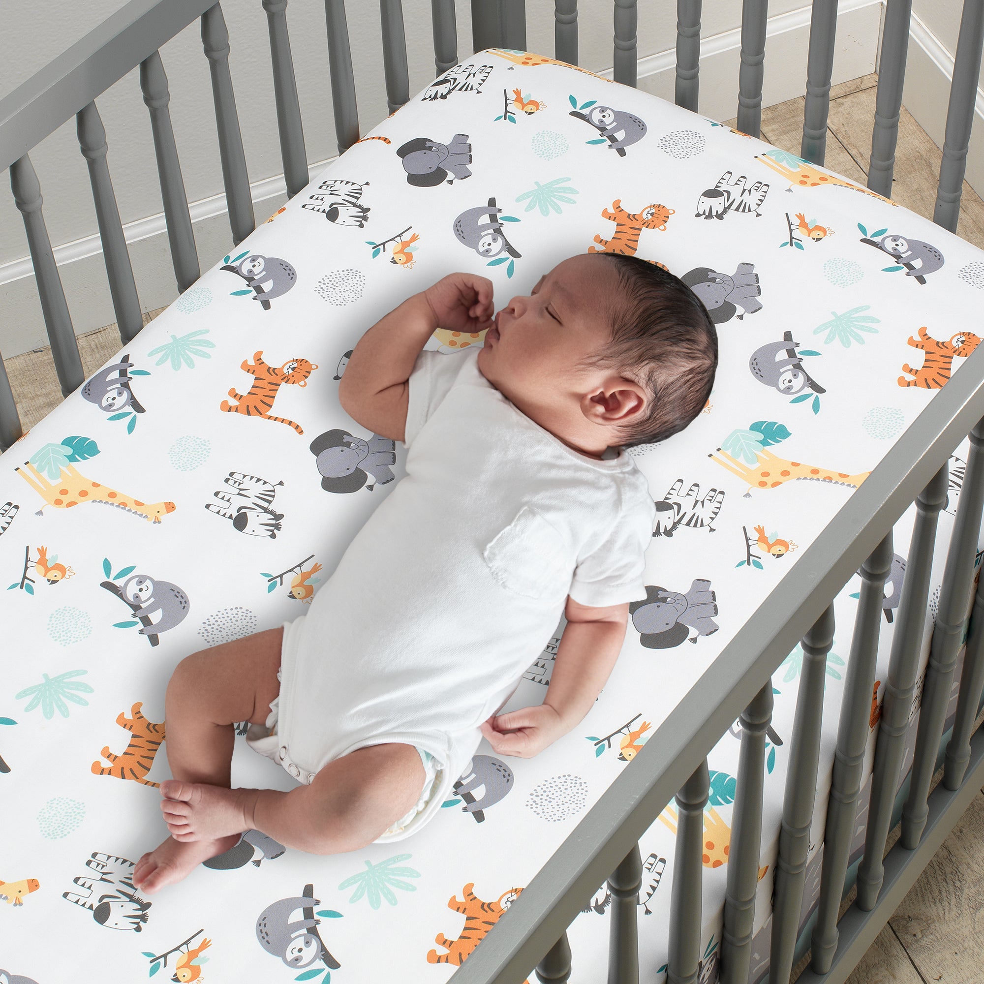 Mighty Jungle Animals 3-Piece Baby Nursery Crib Bedding Set