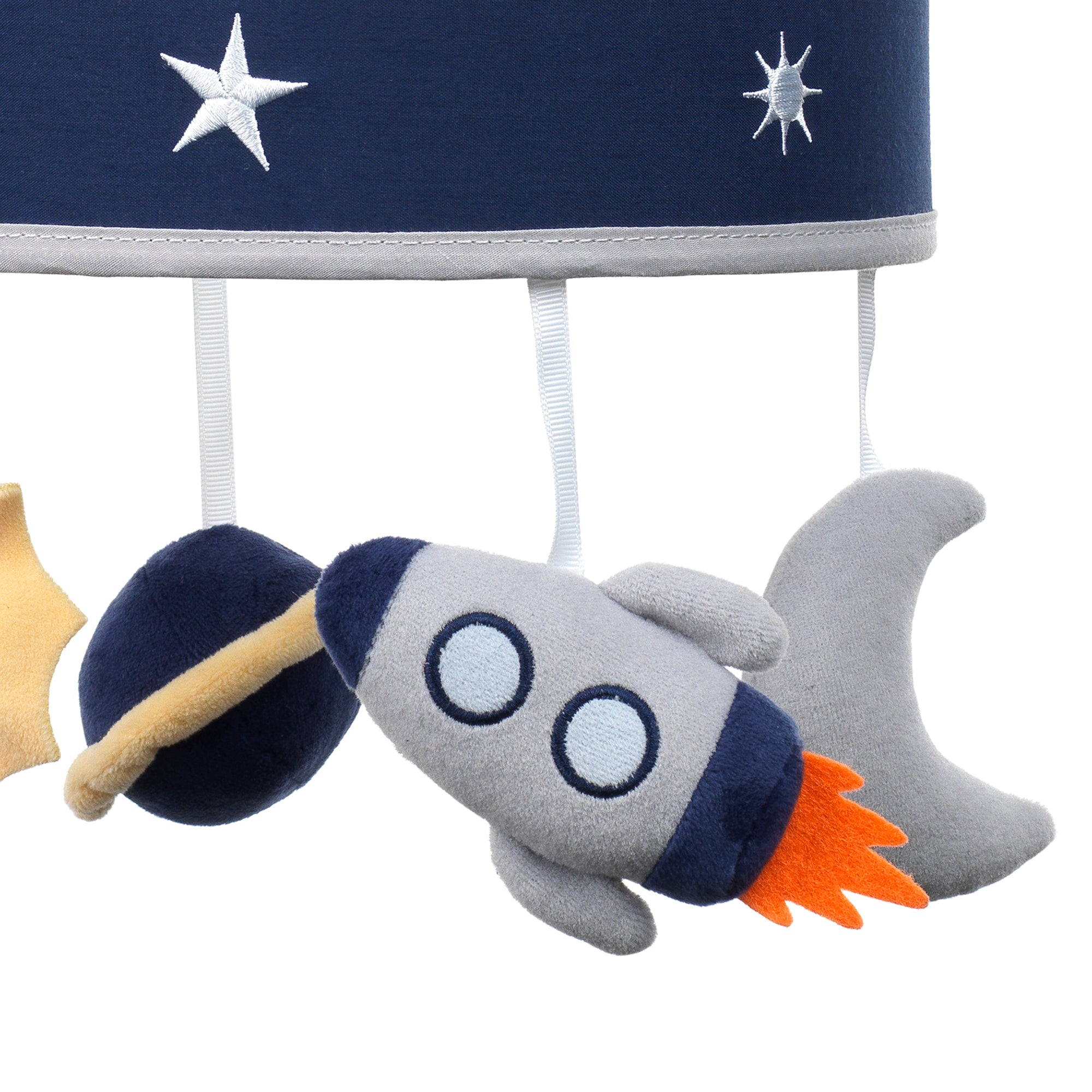 Milky Way Blue/Gray Celestial Space with Rocket and Planets