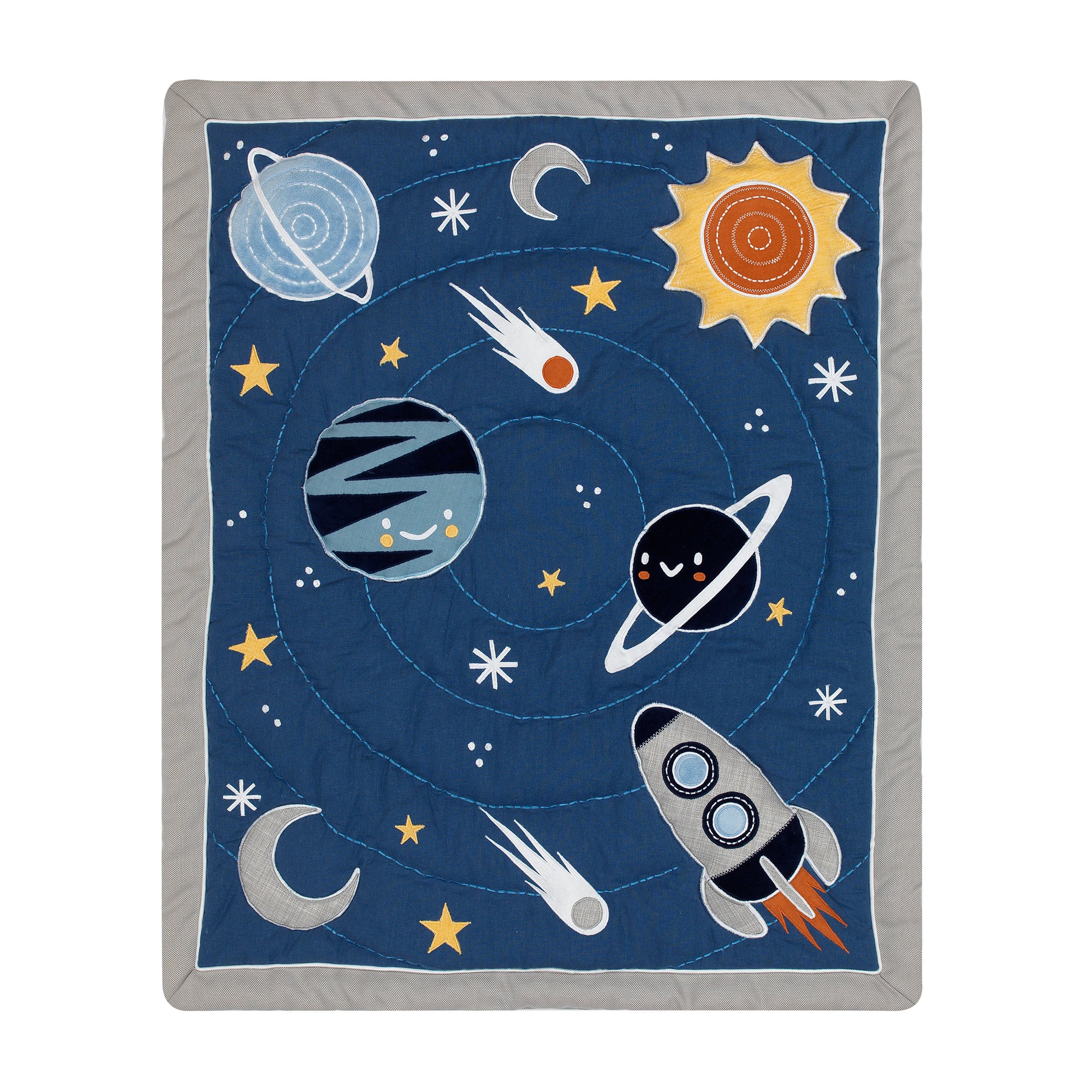 Milky Way Blue/Gray Space Galaxy 4-Piece Nursery Baby Crib Bedding