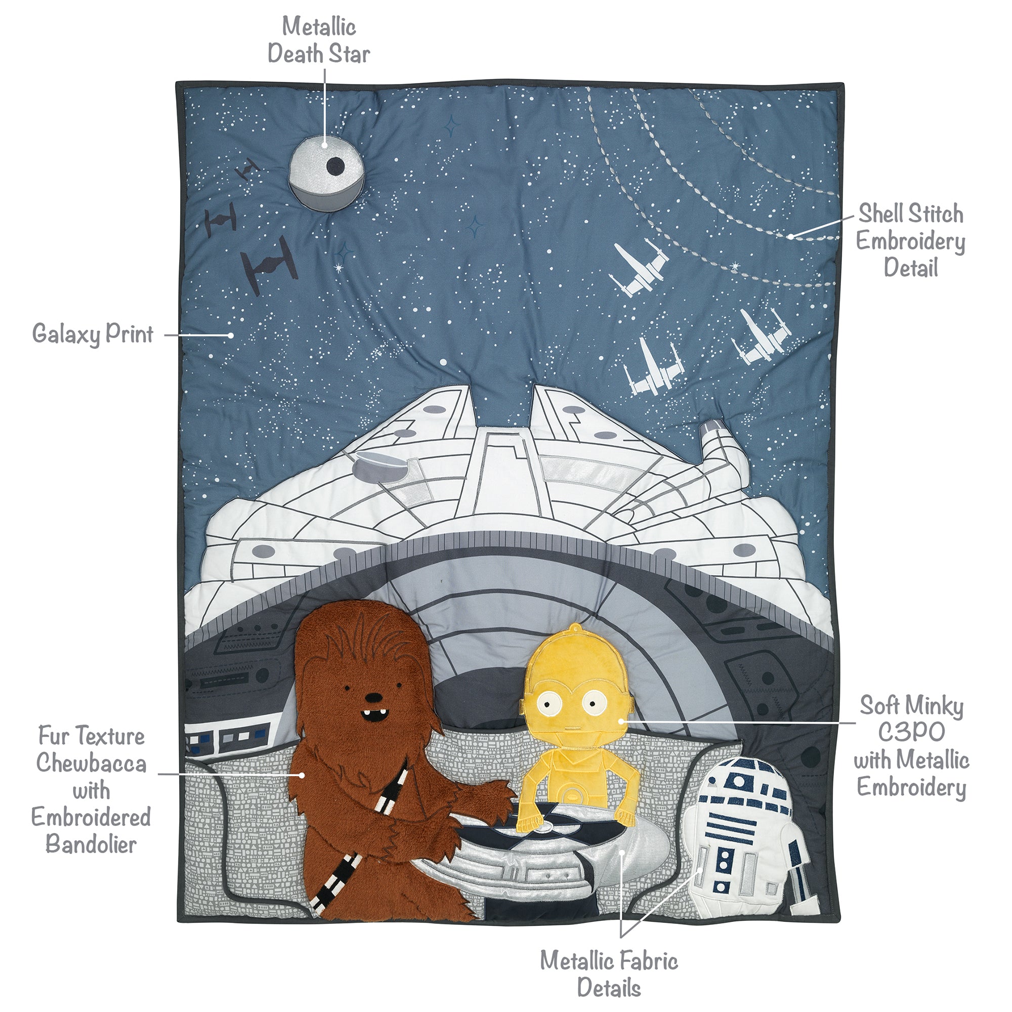 Star Wars Millennium Falcon 3-Piece Crib Bedding Set by Lambs & Ivy