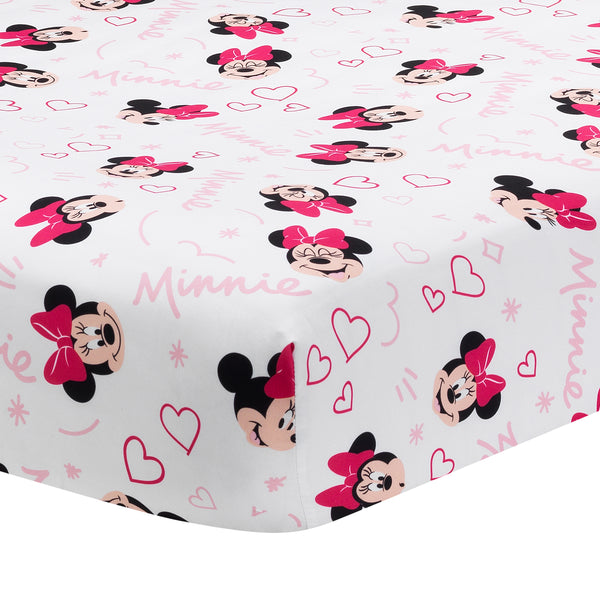 Minnie Mouse Love Fitted Crib Sheet by Lambs & Ivy