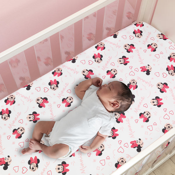 Minnie Mouse Love Fitted Crib Sheet by Lambs & Ivy