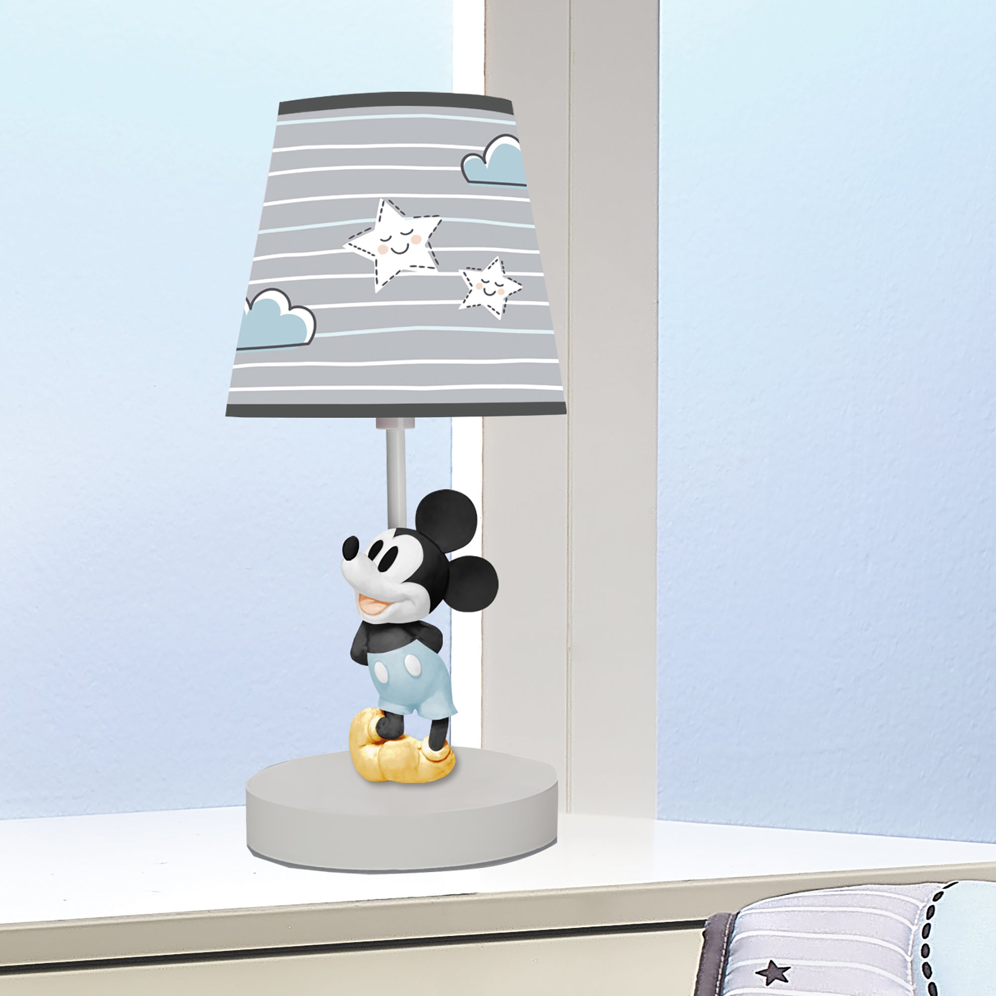 Disney Baby Moonlight Mickey Mouse Lamp with Shade & Bulb - Gray