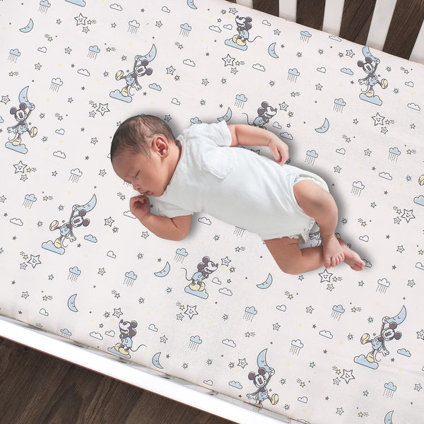 Moonlight Mickey Fitted Crib Sheet by Lambs & Ivy