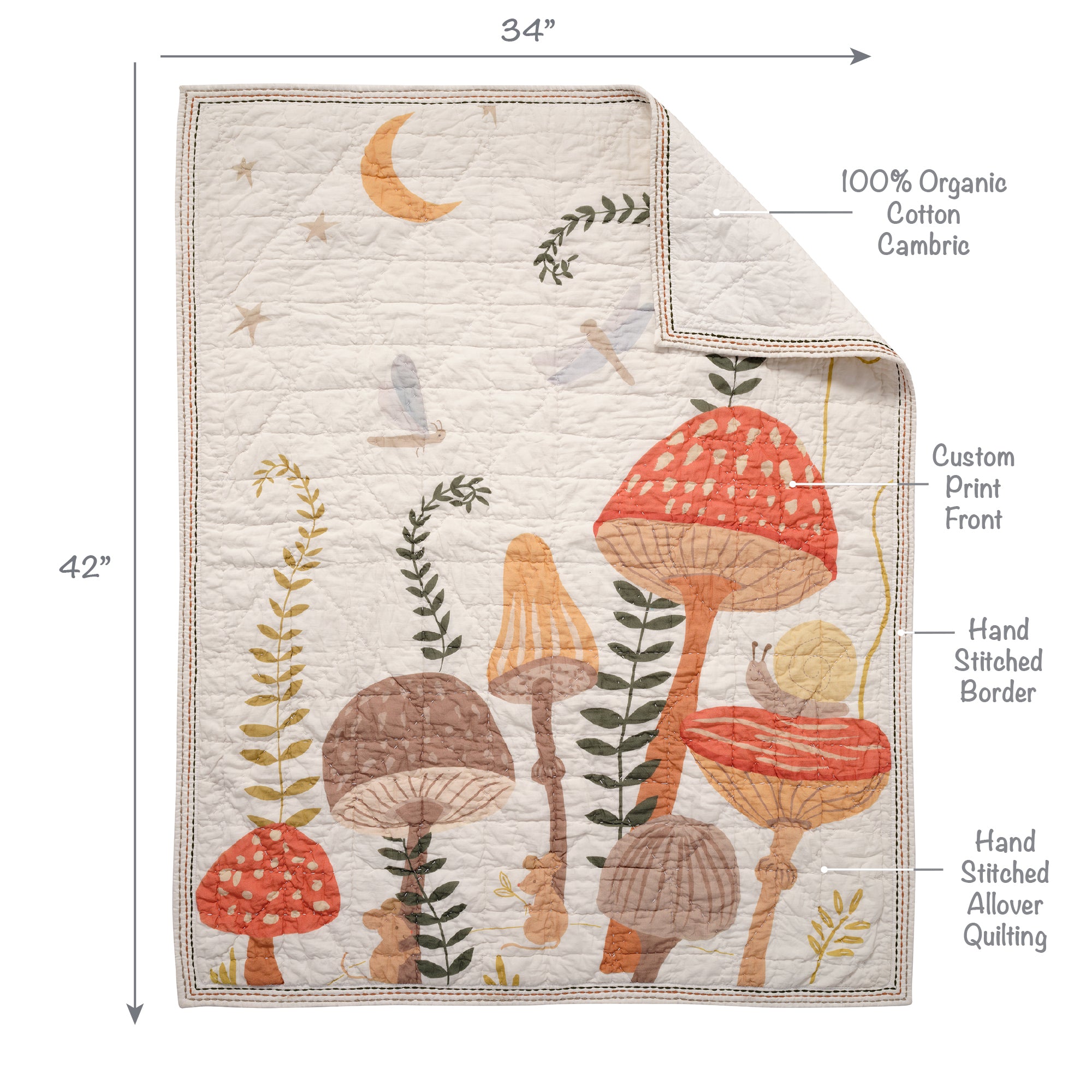 Mushroom Meadow 3-Piece Organic Crib Bedding Set by Lambs & Ivy