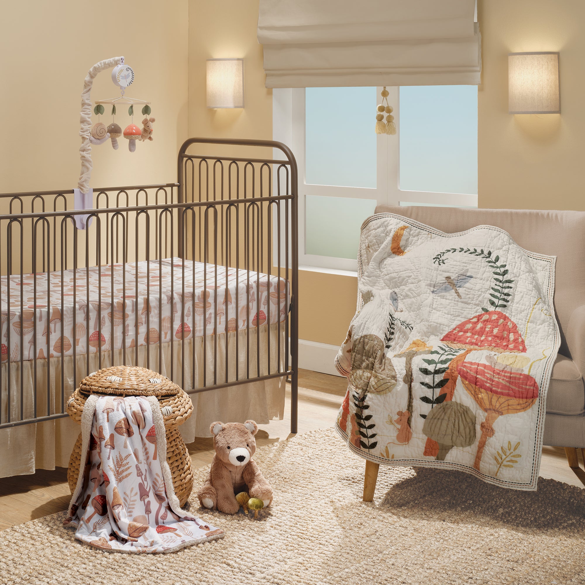 Mushroom Meadow Musical Baby Crib Mobile by Lambs & Ivy
