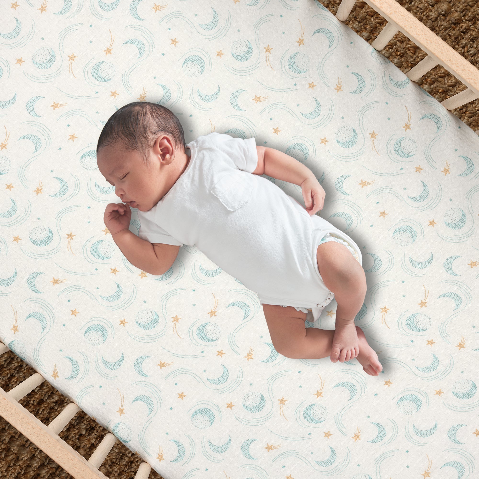 Signature Organic Cotton Celestial Fitted Crib Sheet by Lambs & Ivy