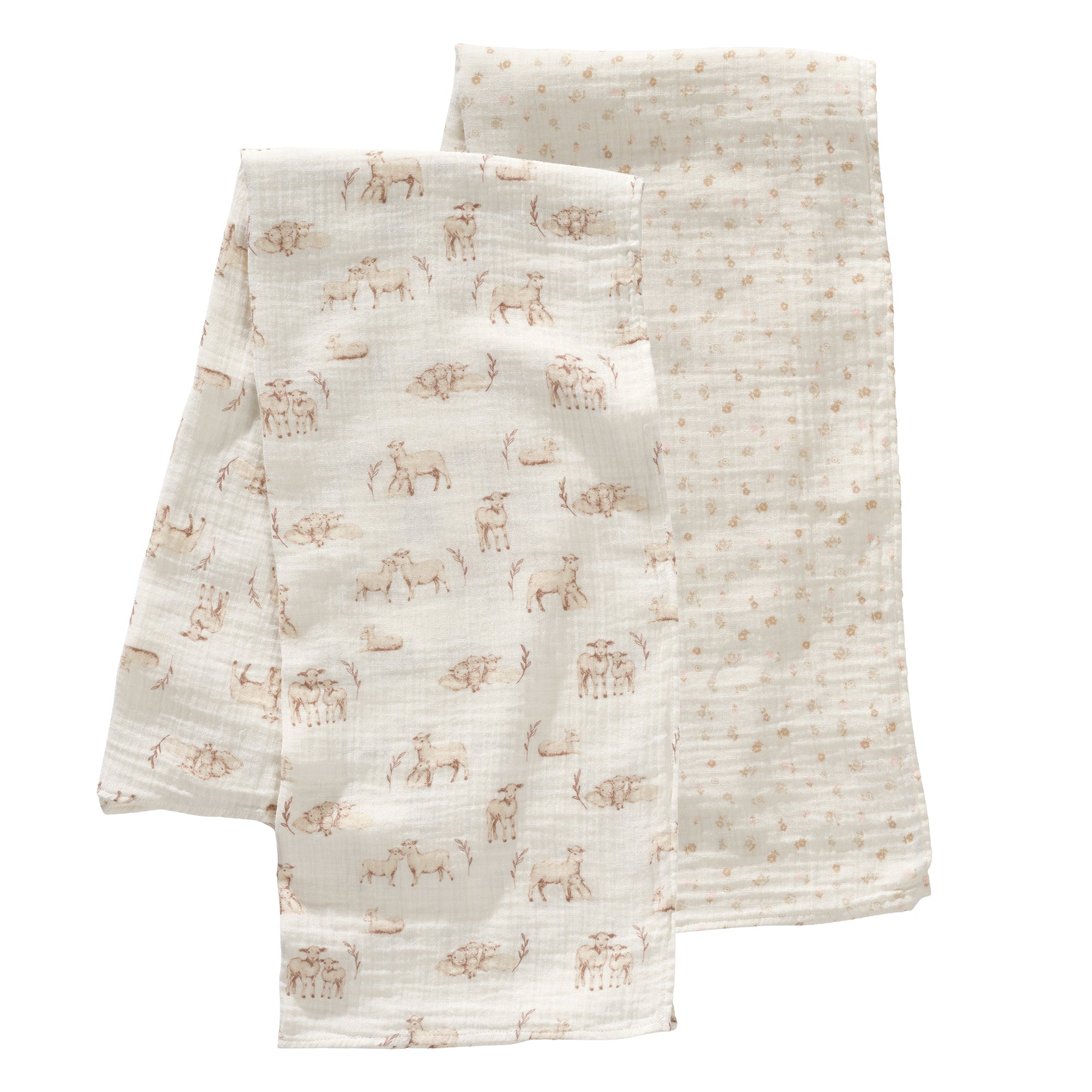 Signature Organic Lamb/Floral Swaddle Blankets by Lambs & Ivy