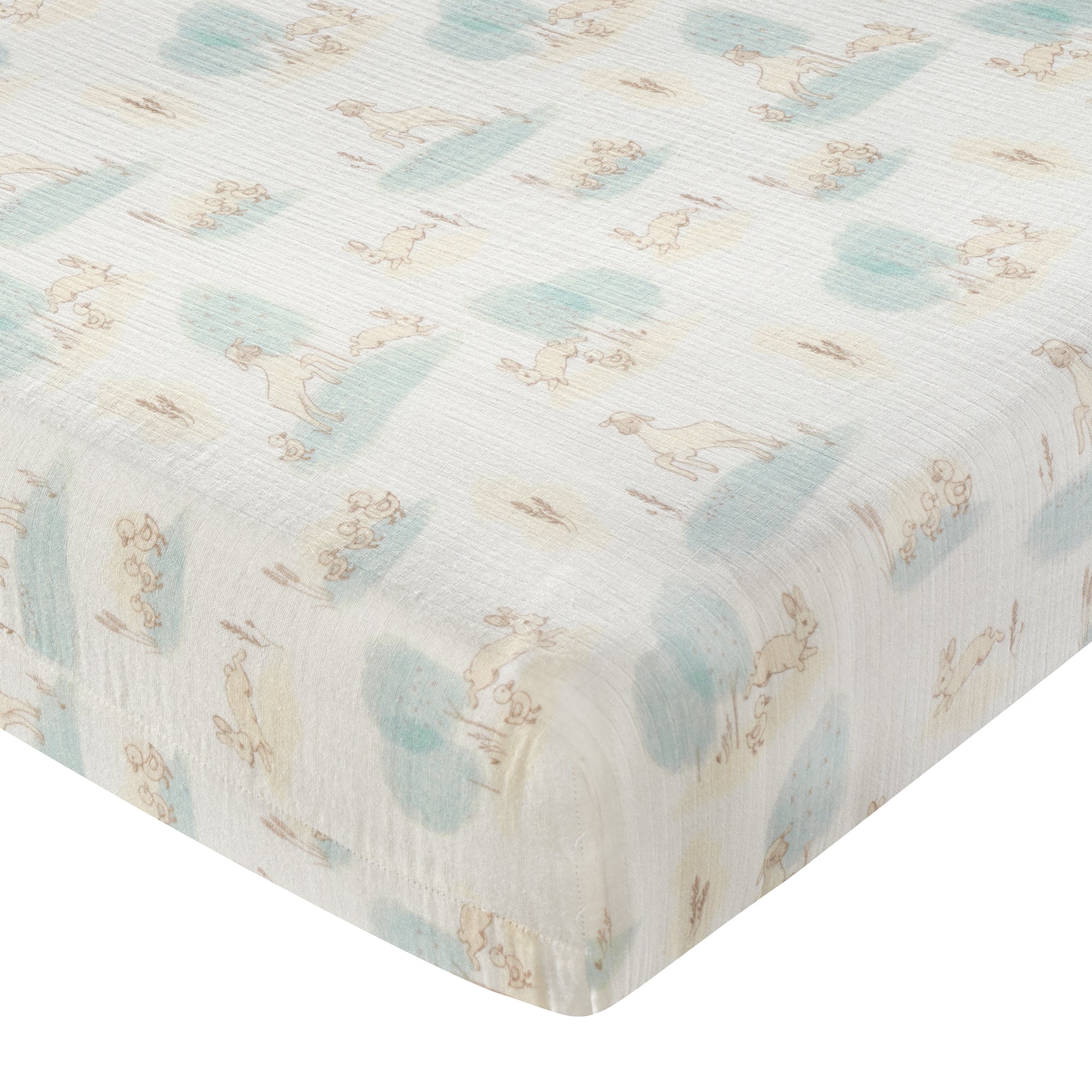 Signature Organic Cotton Meadow Fitted Crib Sheet by Lambs & Ivy