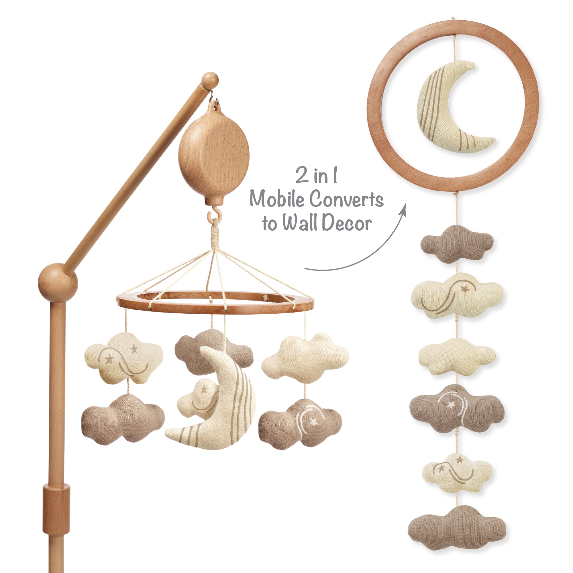 2-n-1 Organic Celestial Musical Baby Crib Mobile by Lambs & Ivy