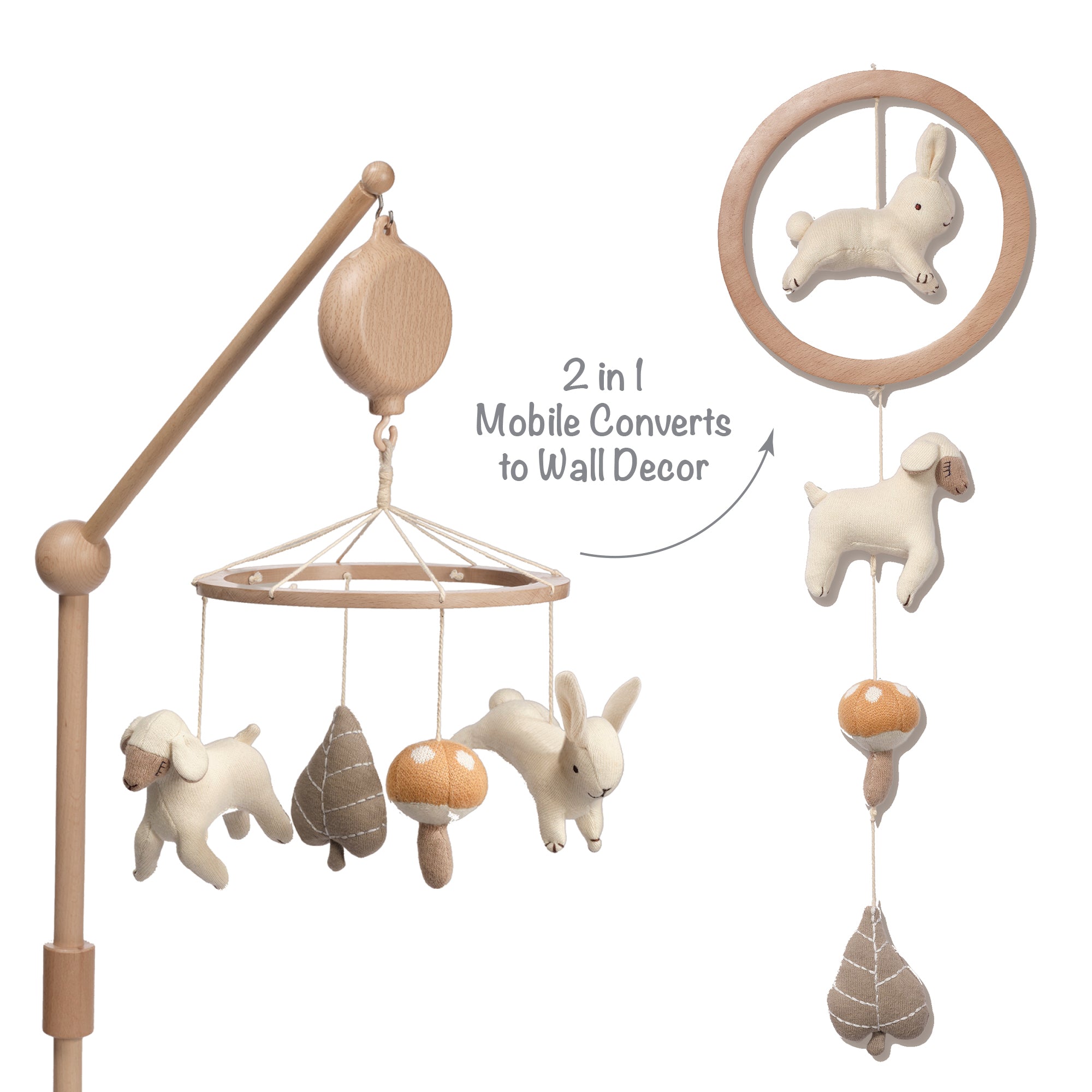 2-n-1 Organic Meadow Musical Baby Crib Mobile by Lambs & Ivy