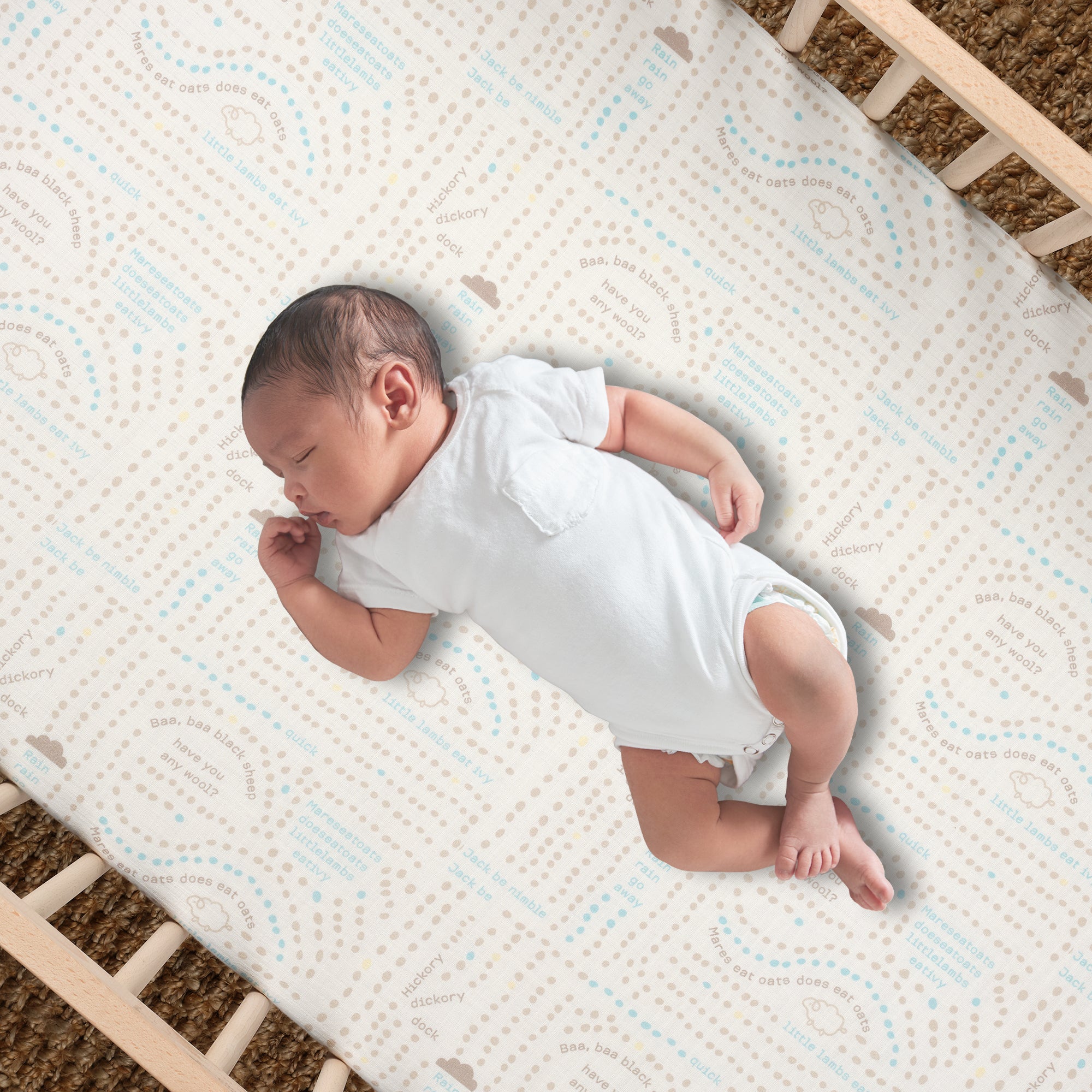 Organic Cotton Nursery Rhyme Fitted Crib Sheet by Lambs & Ivy