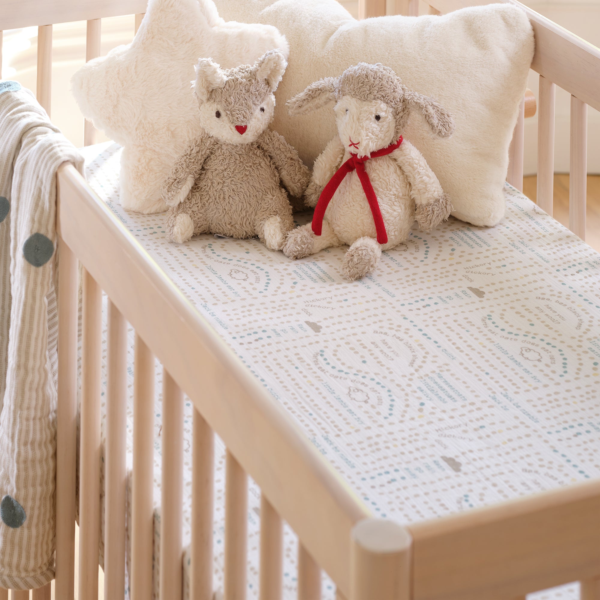 Organic Cotton Nursery Rhyme Fitted Crib Sheet by Lambs & Ivy
