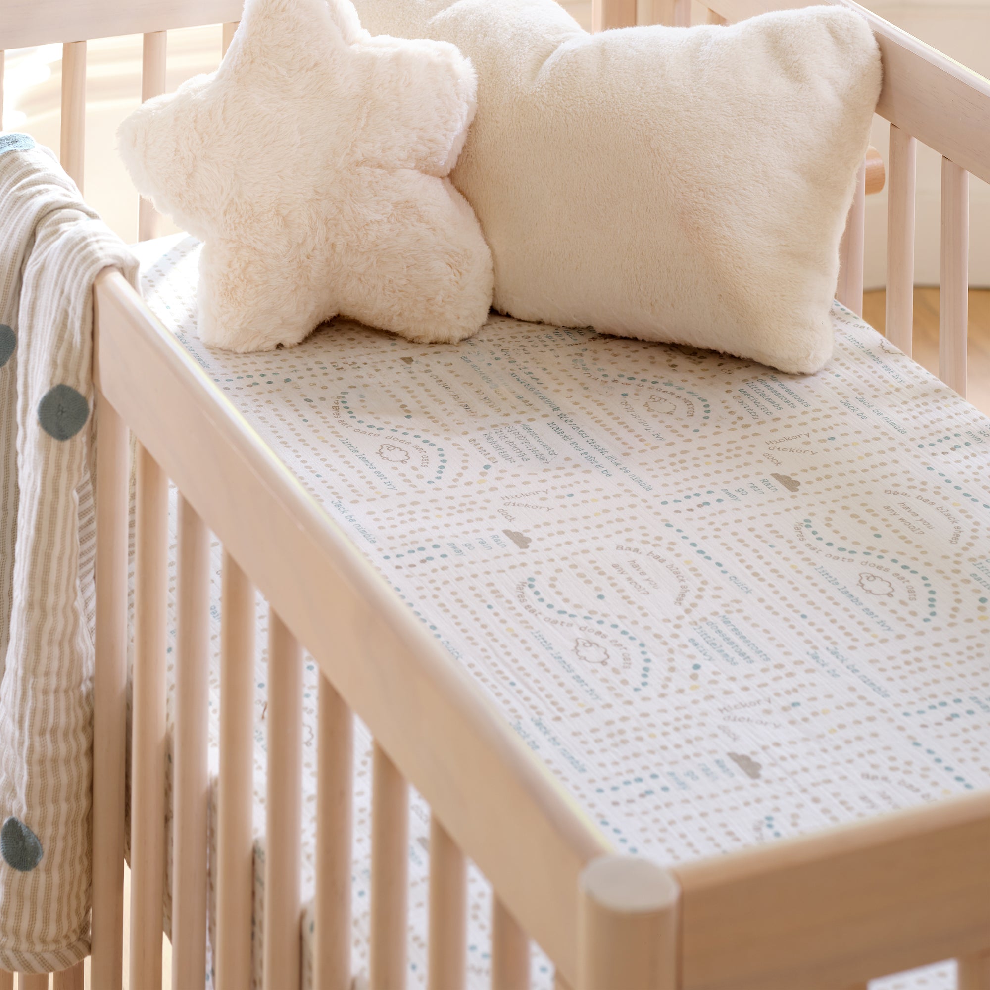 Organic Cotton Nursery Rhyme Fitted Crib Sheet by Lambs & Ivy