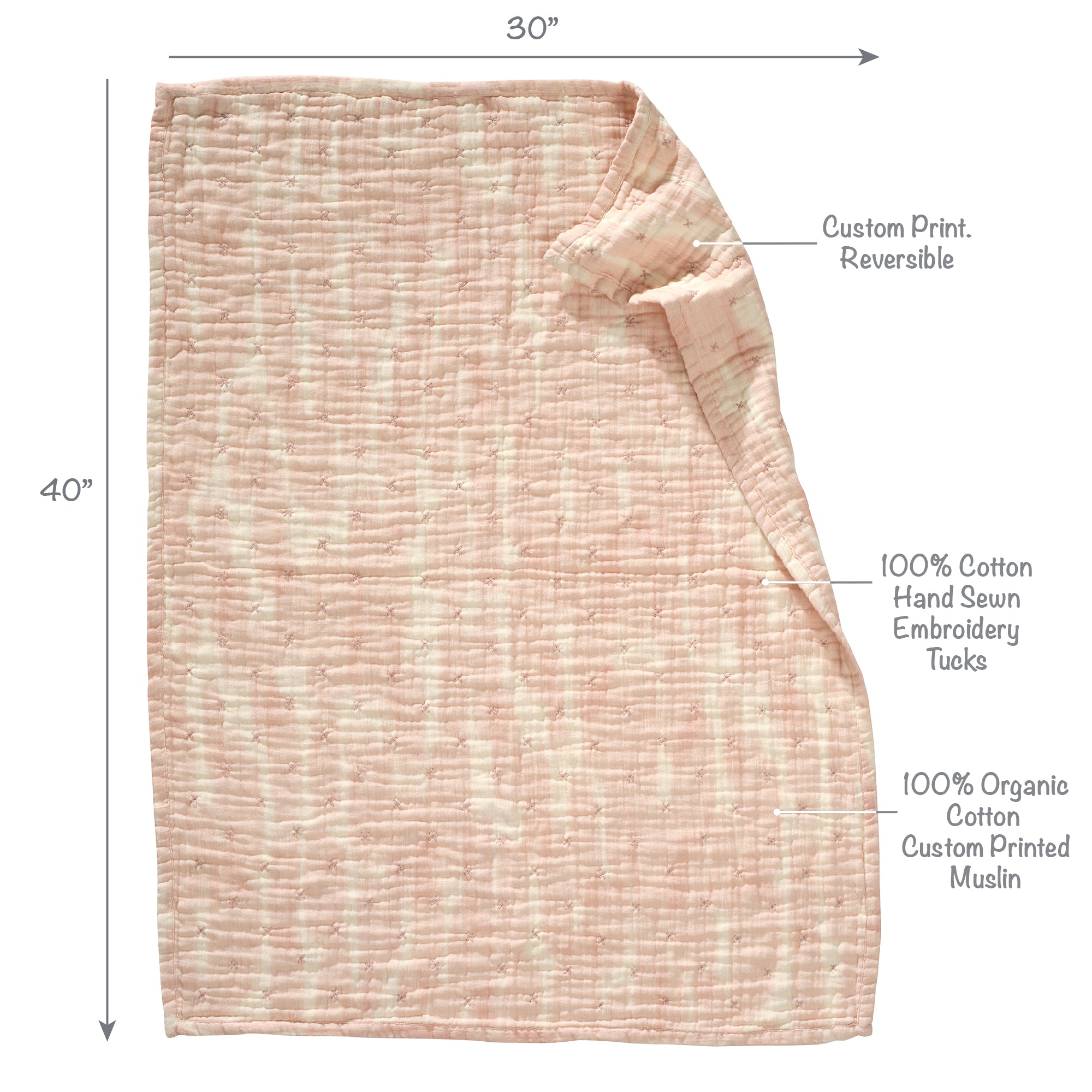 Signature Organic Pink Brush Stroke Coverlet by Lambs & Ivy