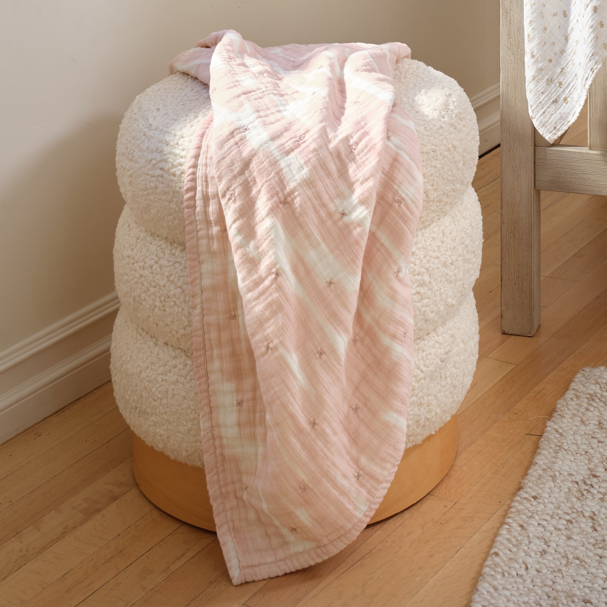 Signature Organic Pink Brush Stroke Coverlet by Lambs & Ivy