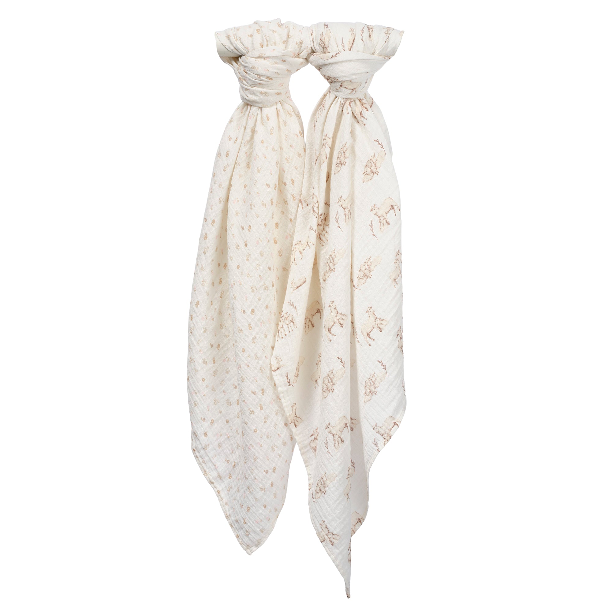 Signature Organic Lamb/Floral Swaddle Blankets by Lambs & Ivy