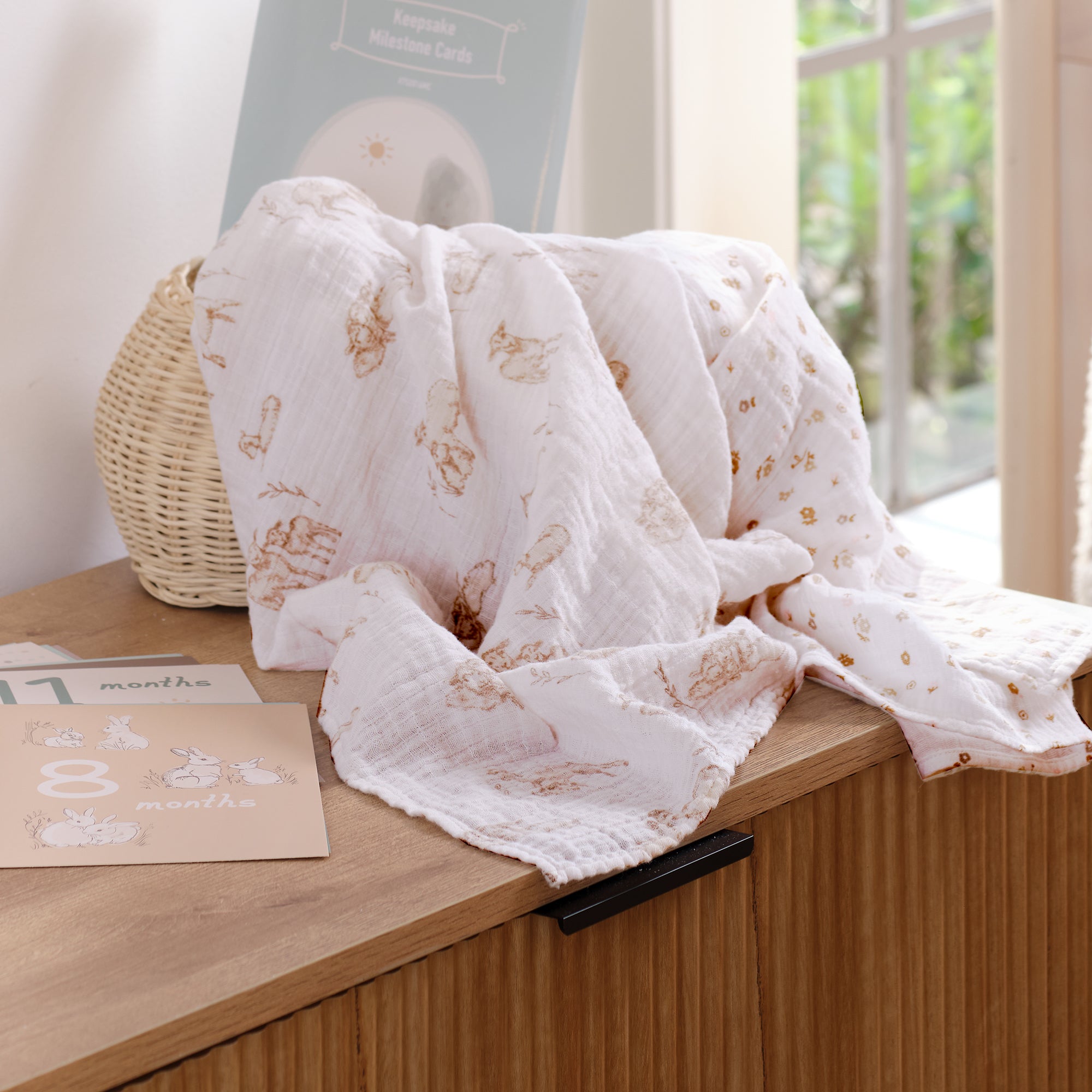 Signature Organic Lamb/Floral Swaddle Blankets by Lambs & Ivy