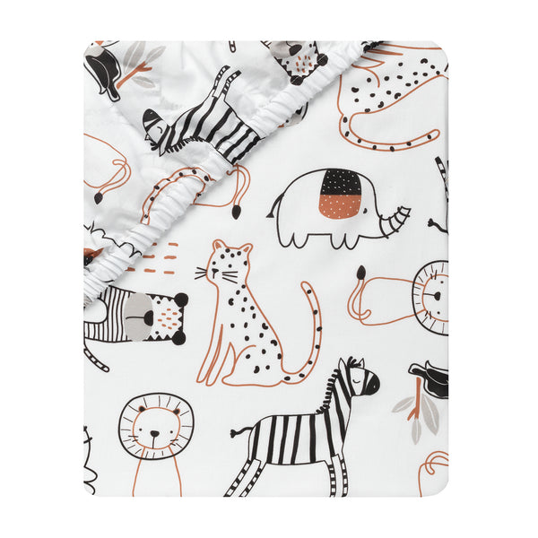 Patchwork Jungle Cotton Fitted Crib Sheet by Lambs & Ivy