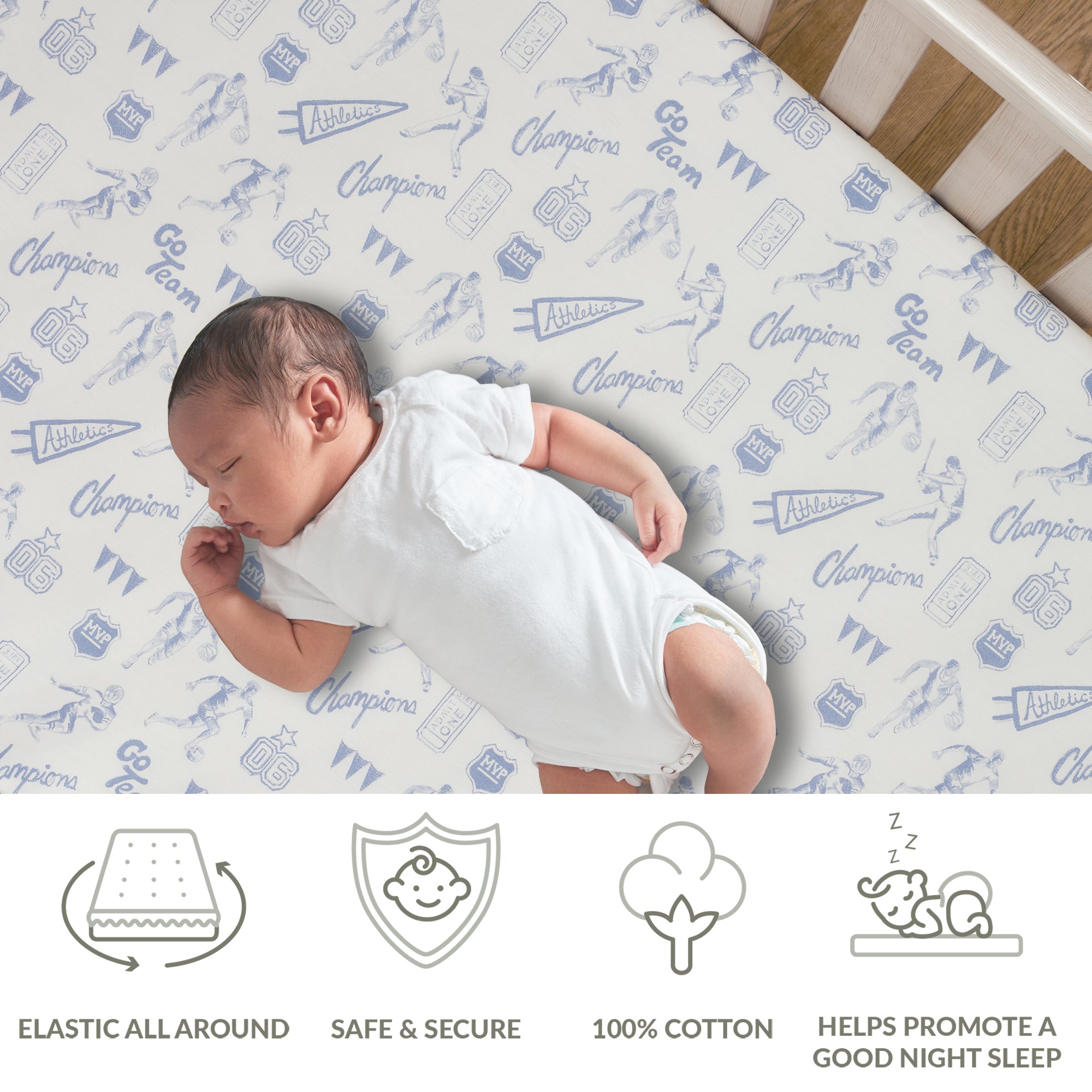 Pep Rally Cotton Fitted Crib Sheet by Lambs & Ivy