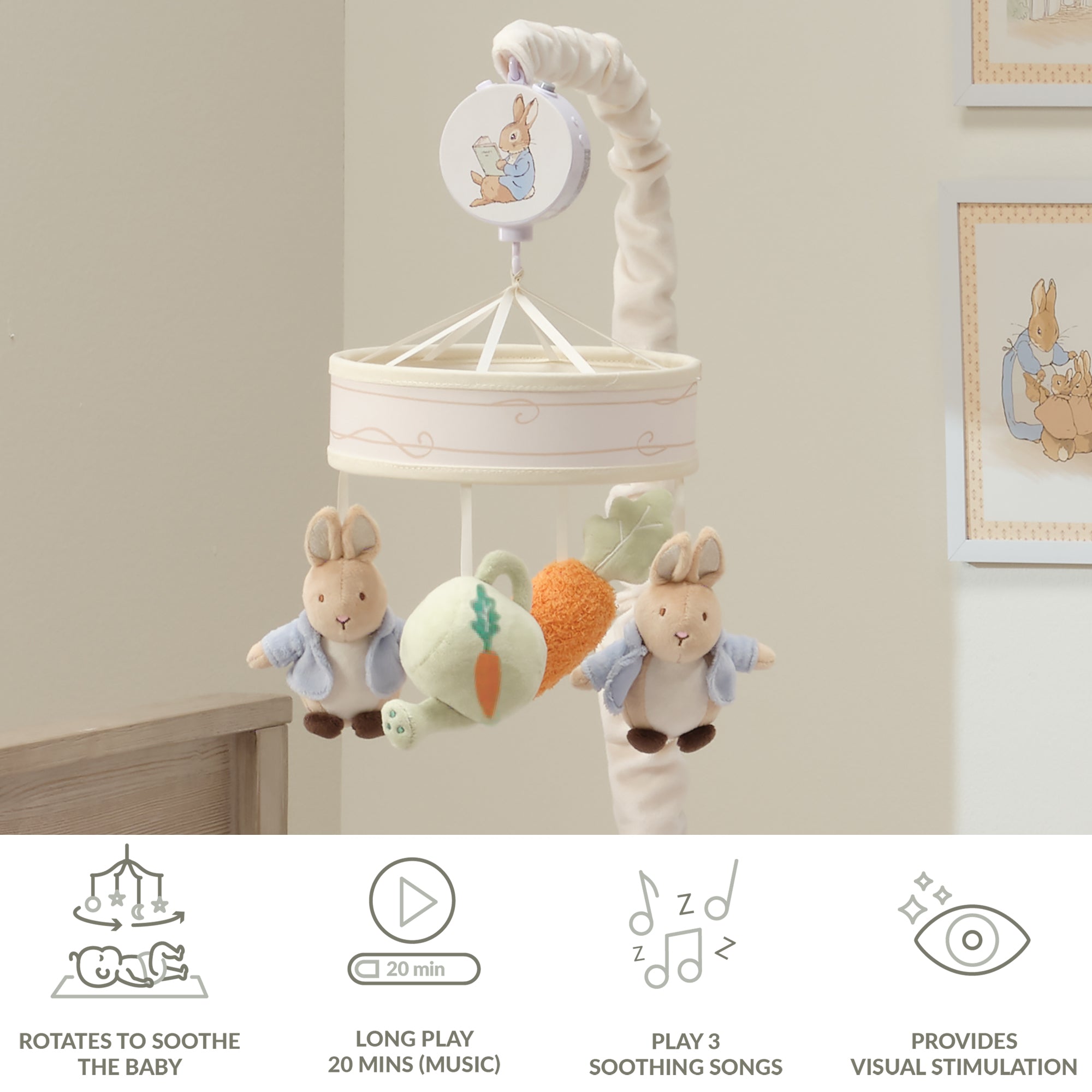 Peter Rabbit Musical Baby Crib Mobile by Lambs & Ivy