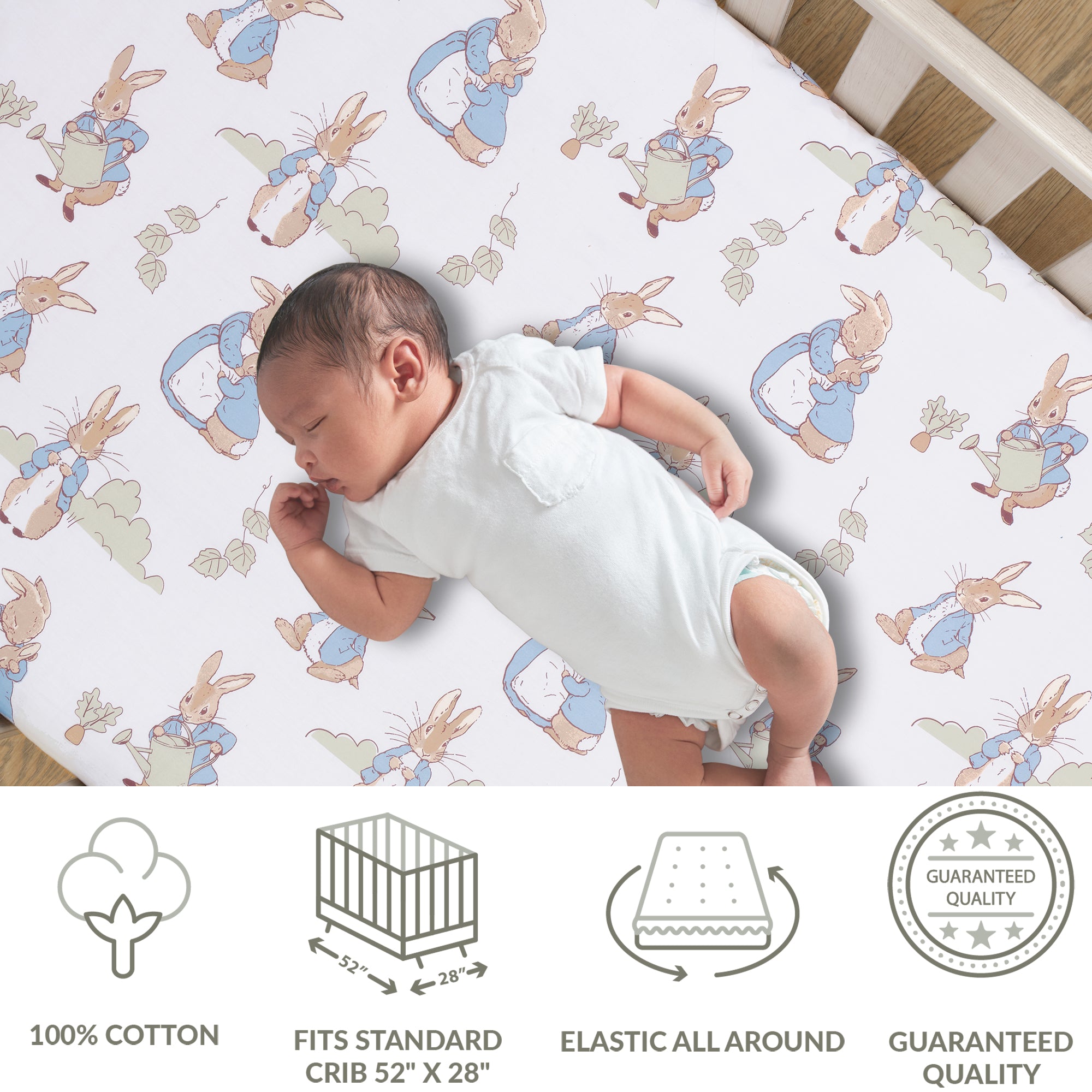 Peter Rabbit Cotton Fitted Crib Sheet by Lambs & Ivy