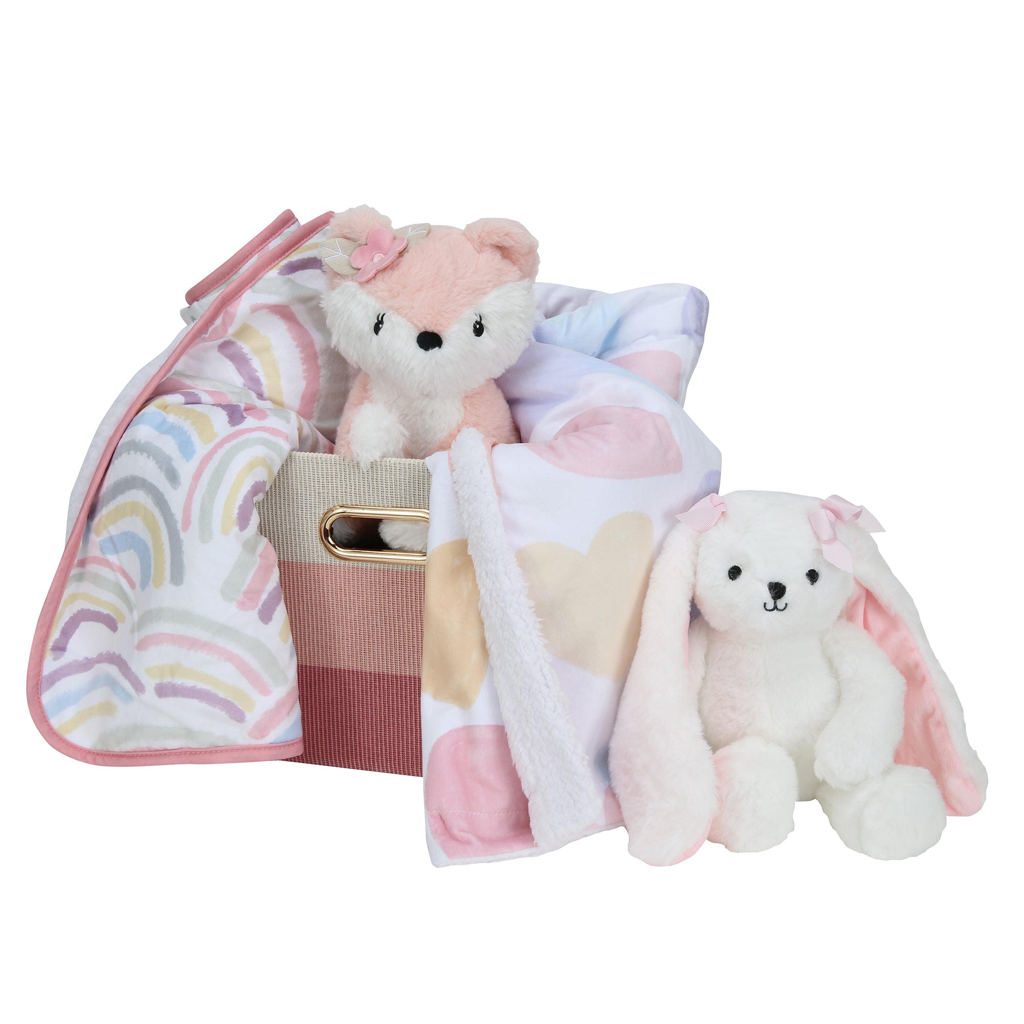 Luxury Pink 5-Piece Baby Gift Basket by Lambs & Ivy