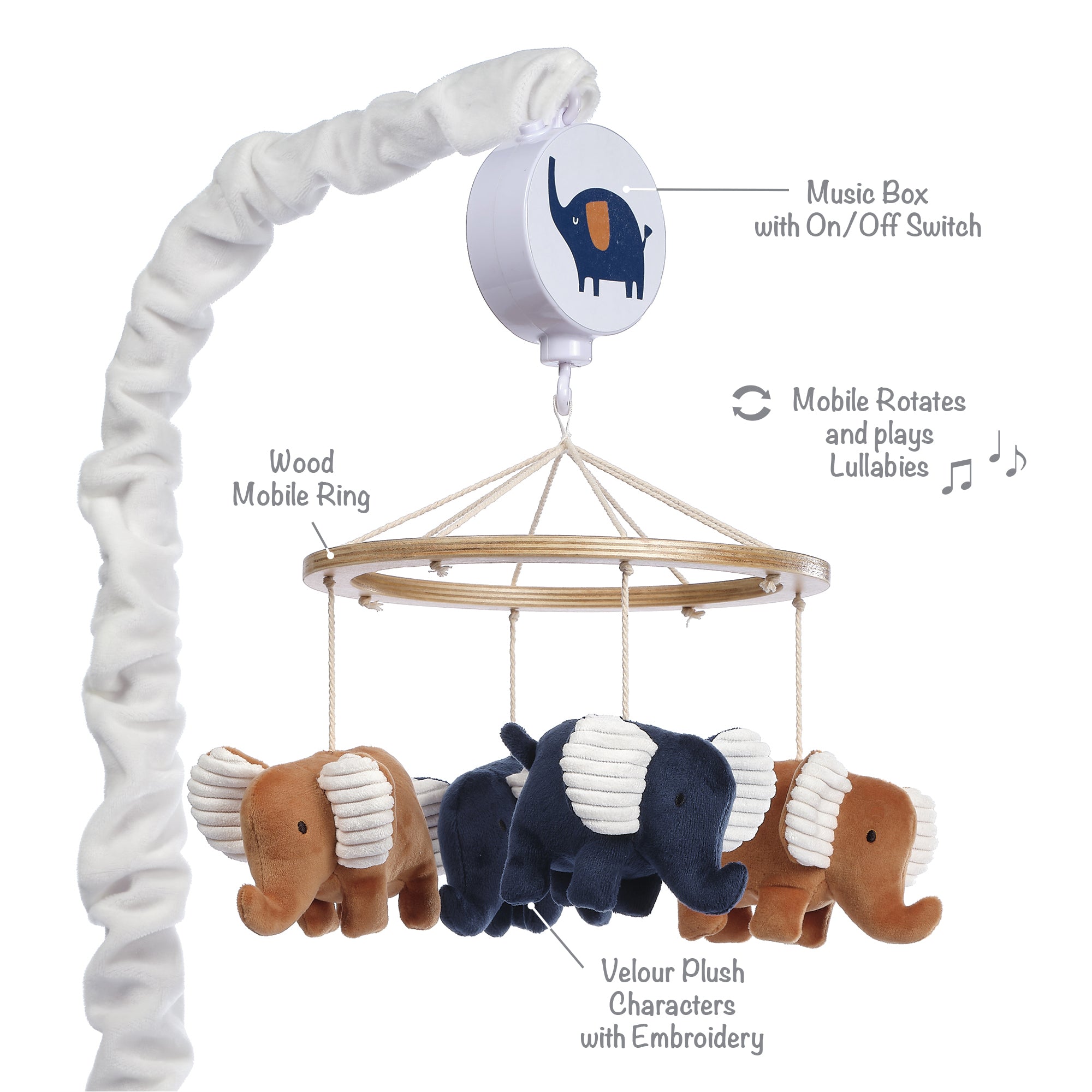 baby trend elephant pack n play Playful Elephant Blue/White Musical Baby Crib Mobile Soother Toy