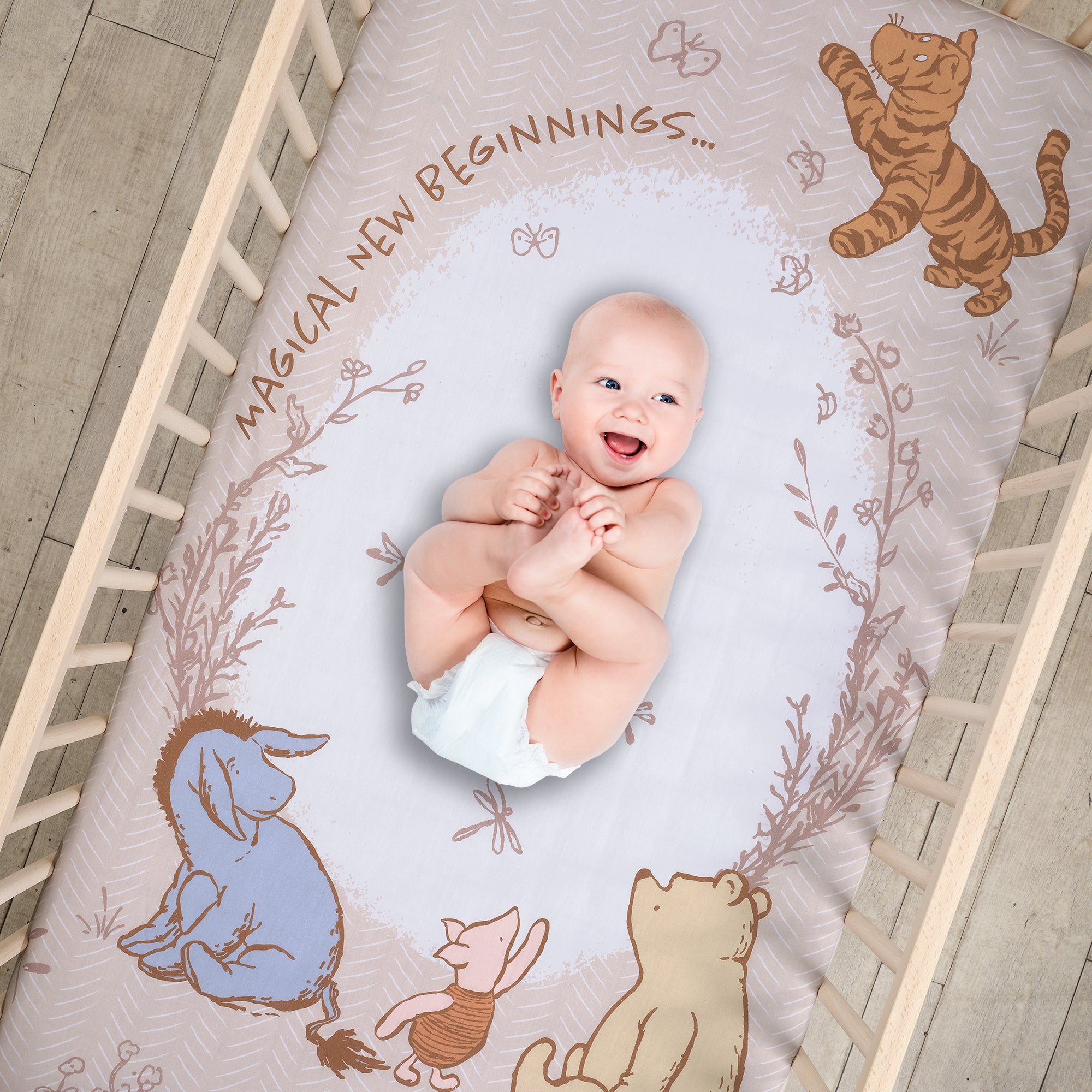 Pooh Bear & Pals Cotton Fitted Crib Sheet by Lambs & Ivy