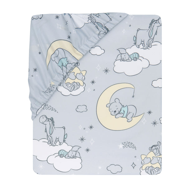 Winnie the Pooh Cozy Friends Gray Fitted Crib Sheet by Lambs & Ivy