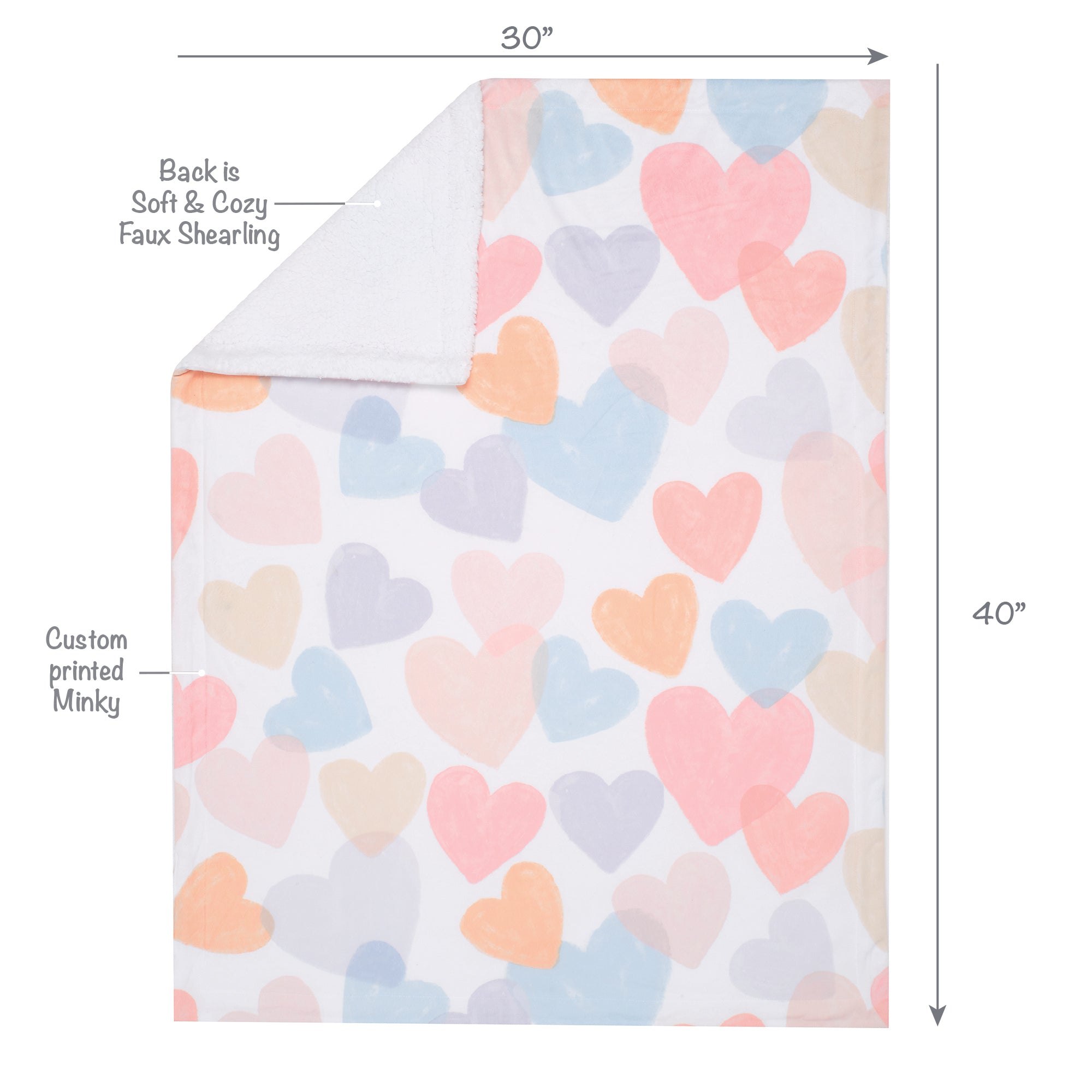 Rainbow Hearts Baby Blanket by Bedtime Originals