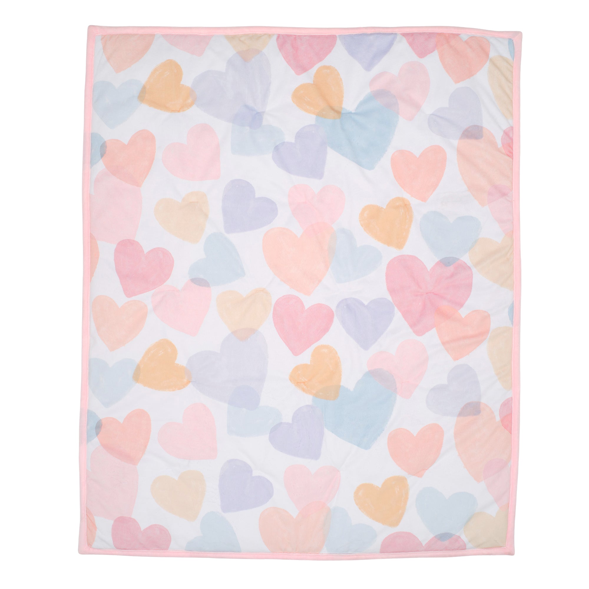 Rainbow Hearts Pink/Purple 3-Piece Baby Crib Bedding Set – Lambs Ivy