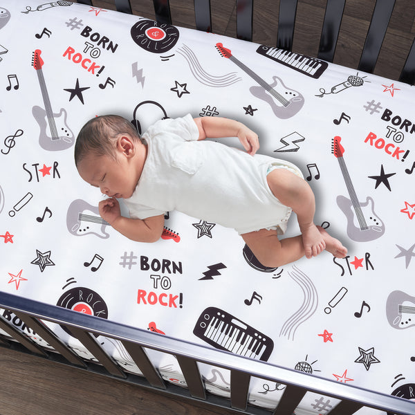 Rock Star Cotton Fitted Crib Sheet by Lambs & Ivy