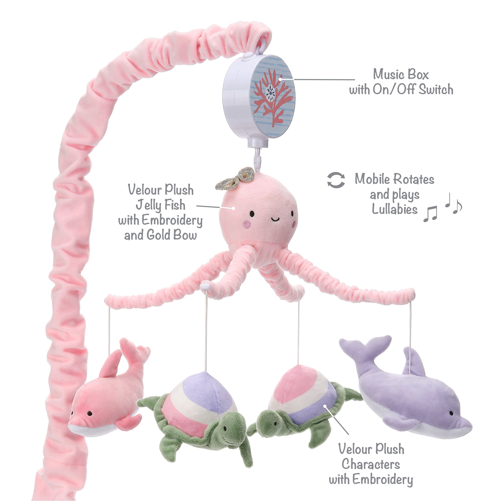 Sea Dreams Dolphin/Turtle Musical Baby Crib Mobile Soother Toy