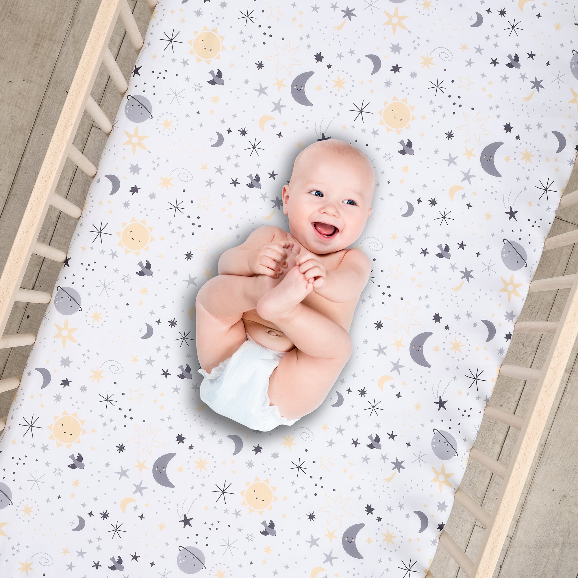 Celestial Moon/Stars 2-Pack Fitted Crib/Toddler Sheet Set – Lambs