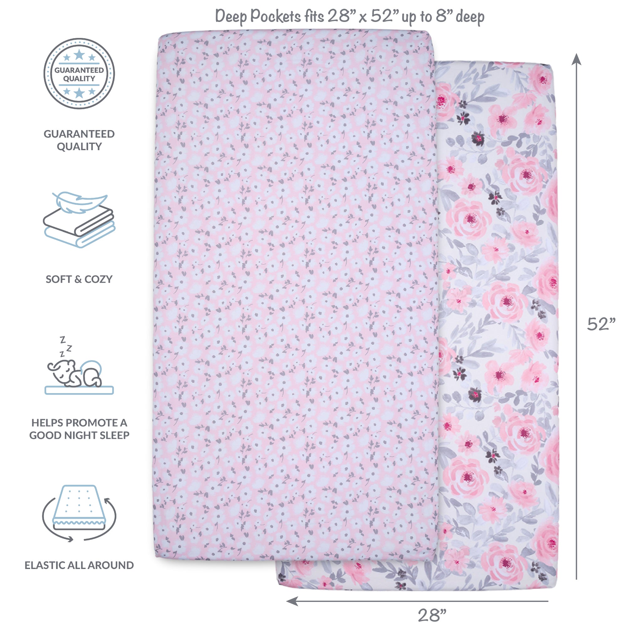 Floral 2-Pack Fitted Crib Sheet Set by Bedtime Originals