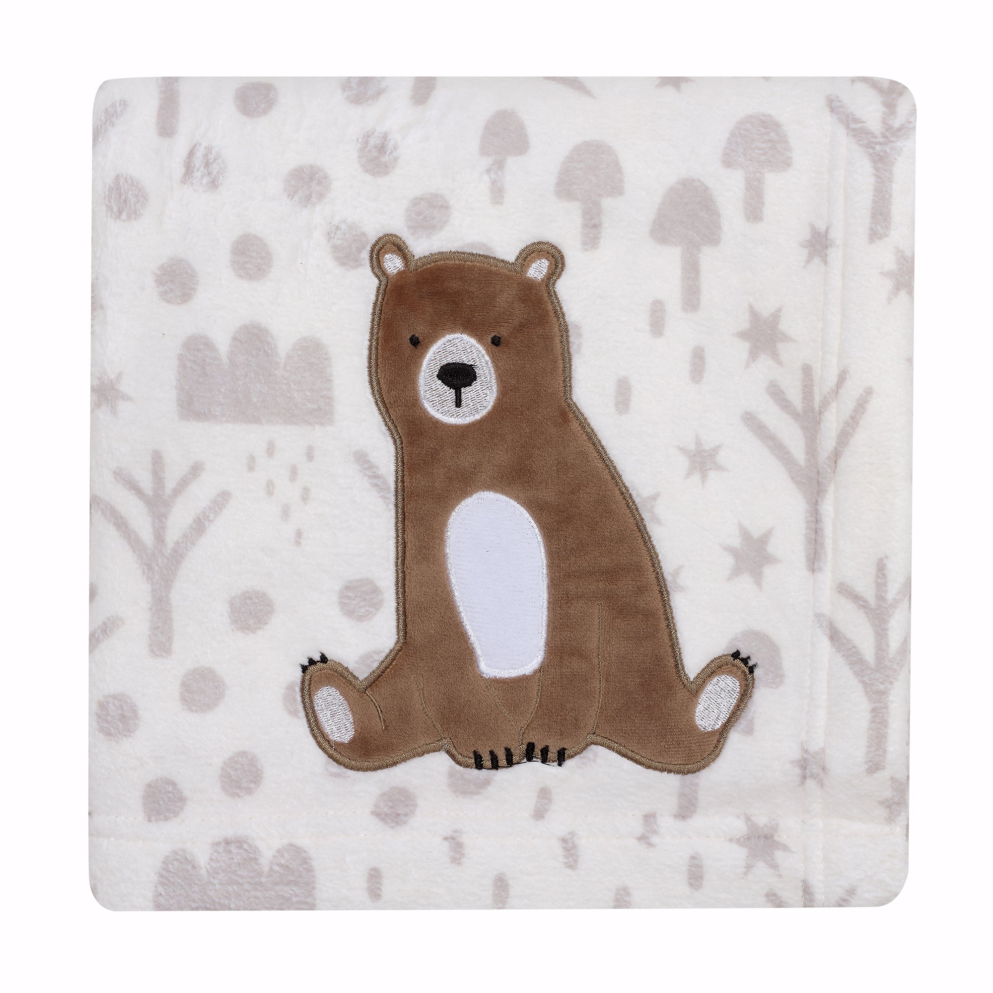 Sleepytime Bear White/Brown Soft Fleece Baby Blanket – Lambs & Ivy